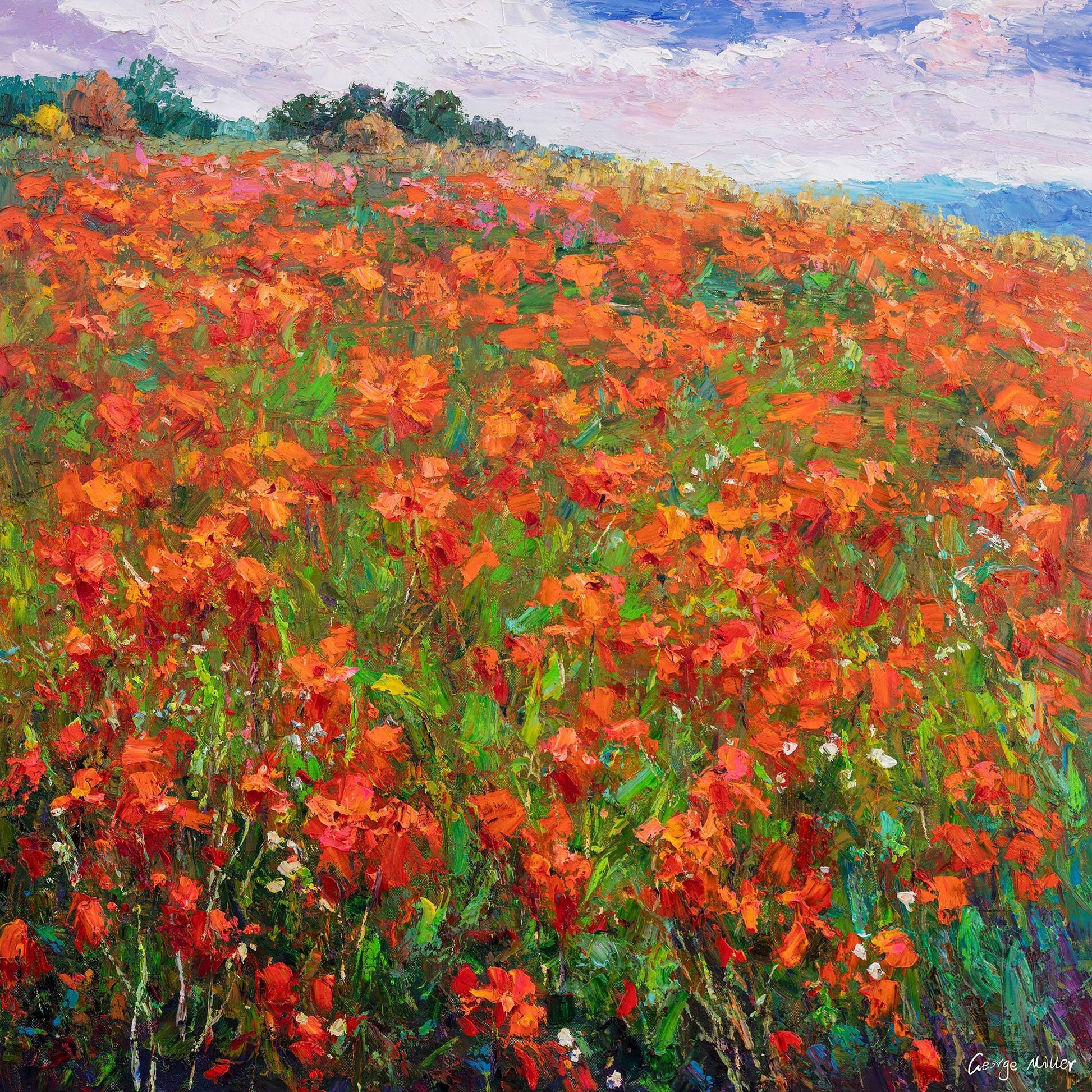 Oil Painting Landscape, Canvas Painting, Large Oil Painting, Original Abstract Painting, Abstract Painting, Flower Field at Dawn