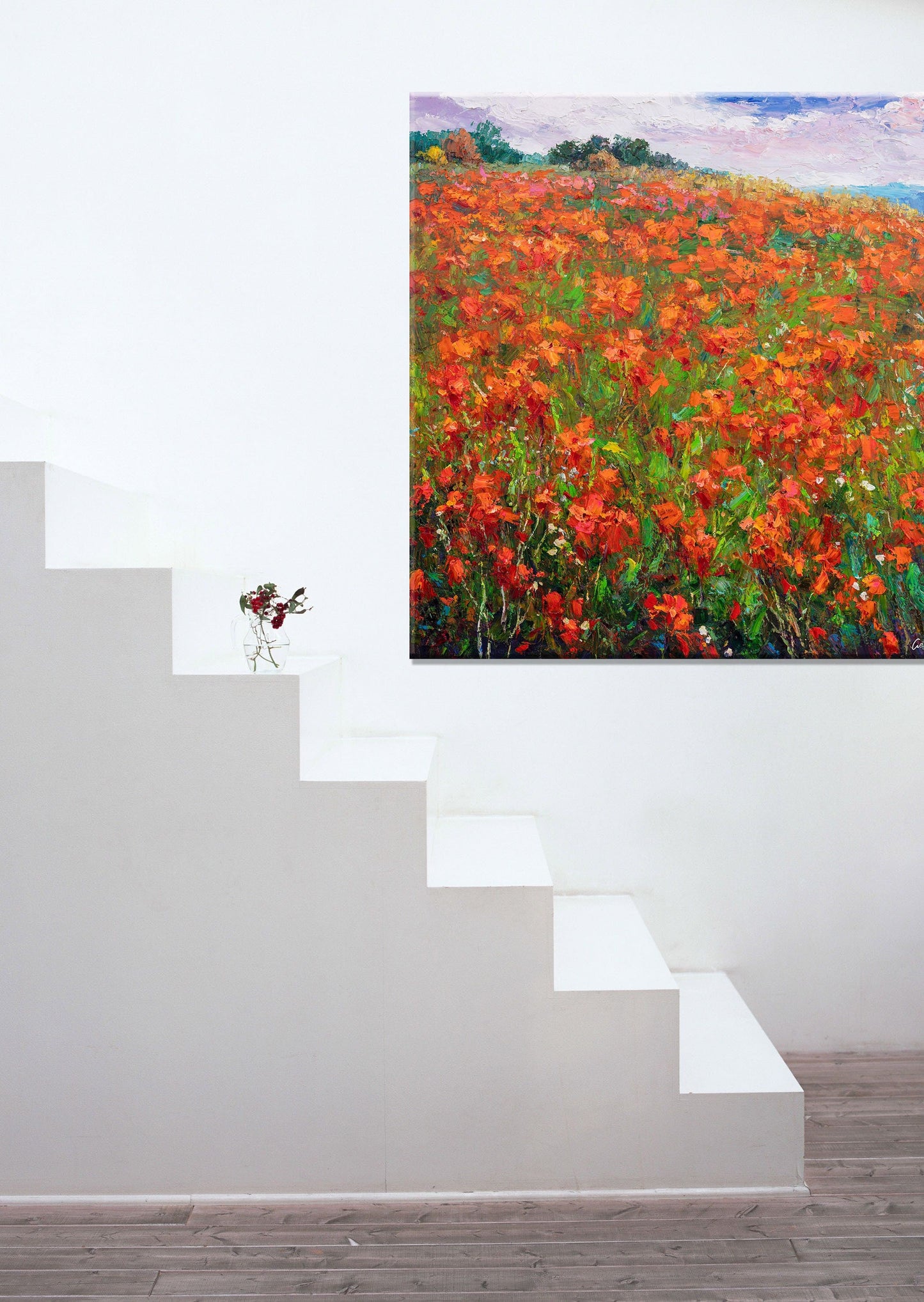 Oil Painting Landscape, Canvas Painting, Large Oil Painting, Original Abstract Painting, Abstract Painting, Flower Field at Dawn