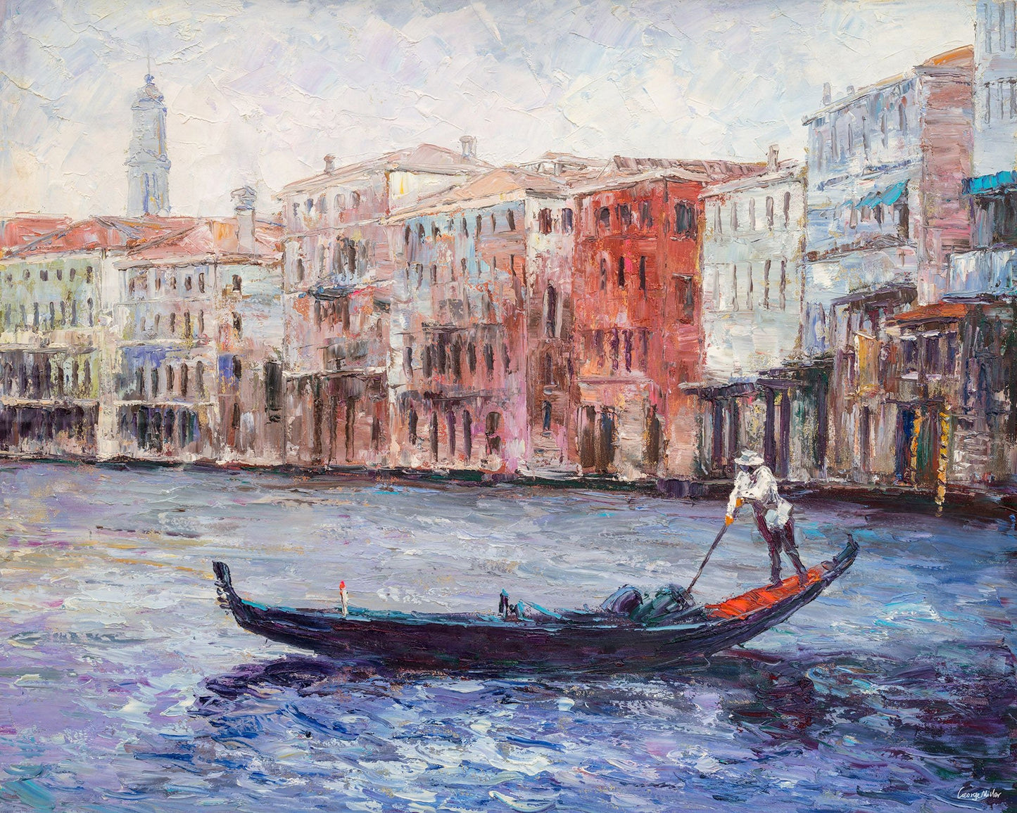 Oil Painting, Palette Knife Painting, Seascape, Venice Gondola Oil Painting, Original Abstract Art, Modern Painting, Large Wall Decor, Art