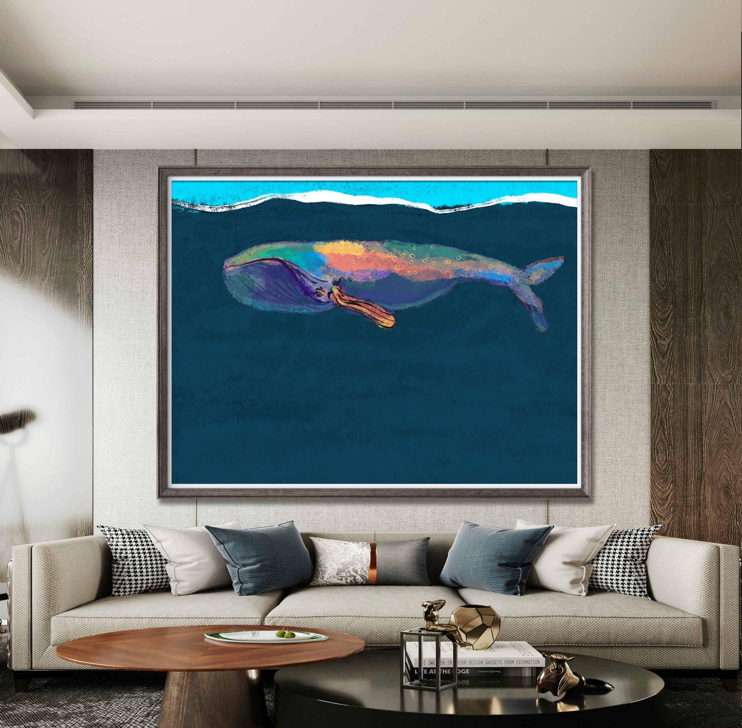 Blue Whale Giclée Print Prints Art, Watercolor Print, Wall Decor, Abstract Art Print, Art Print Watercolor, Artwork Original, Modern Art