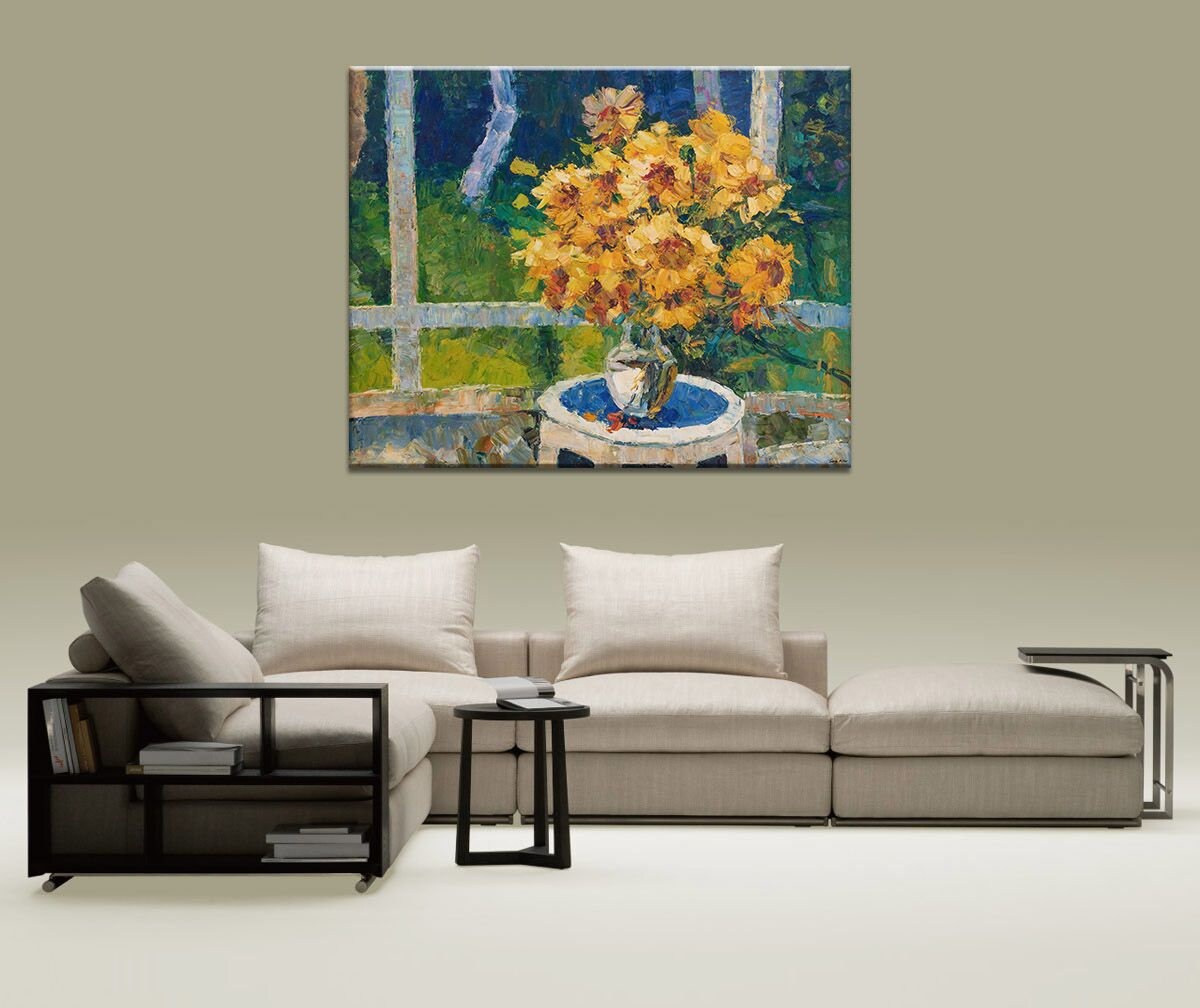 Sunflower Oil Painting, Flower Art, Large Canvas Painting, Abstract Canvas Painting, Wall Decor, Original Painting, Palette Knife Painting