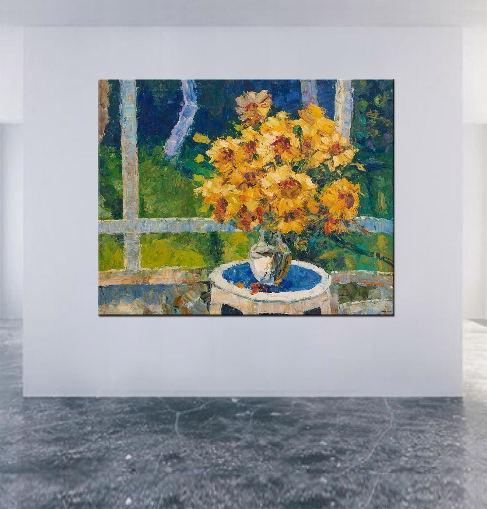 Sunflower Oil Painting, Flower Art, Large Canvas Painting, Abstract Canvas Painting, Wall Decor, Original Painting, Palette Knife Painting
