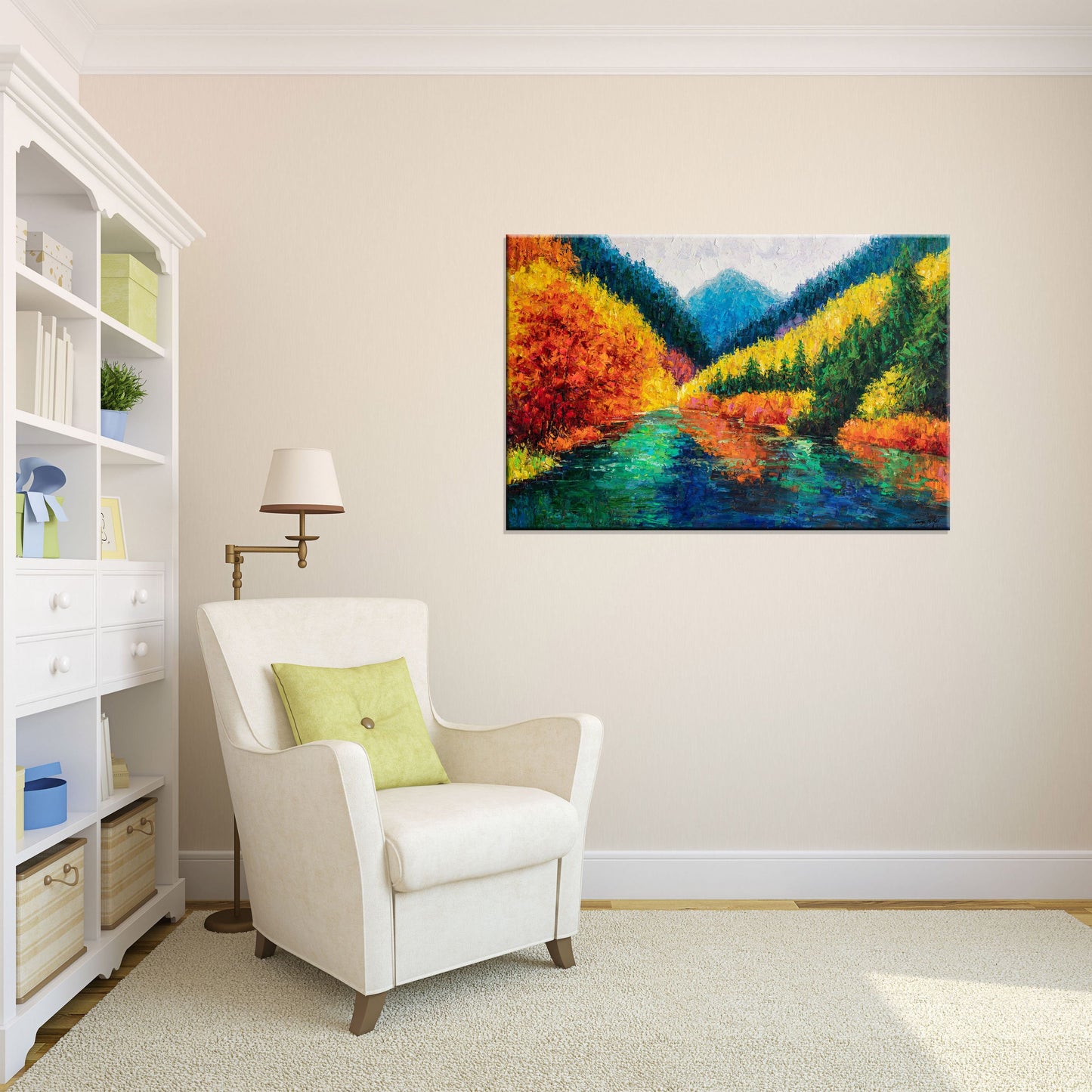 Oil Painting Autumn, Landscape Painting, Large Art, Abstract Art, Wall Art, Canvas Art, Palette Knife Painting, Large Canvas Wall Art