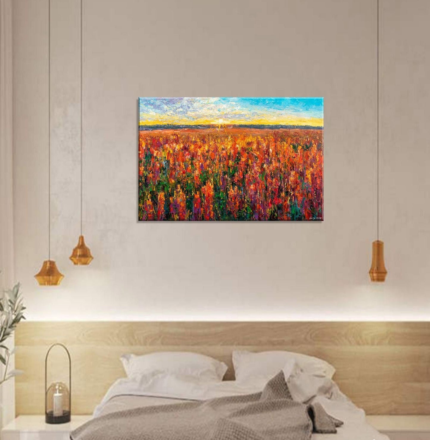Landscape Painting, Canvas Painting, Tunscany Oil Painting, Bedroom Wall Art, Large Canvas Art, Original Oil Painting, Abstract Painting
