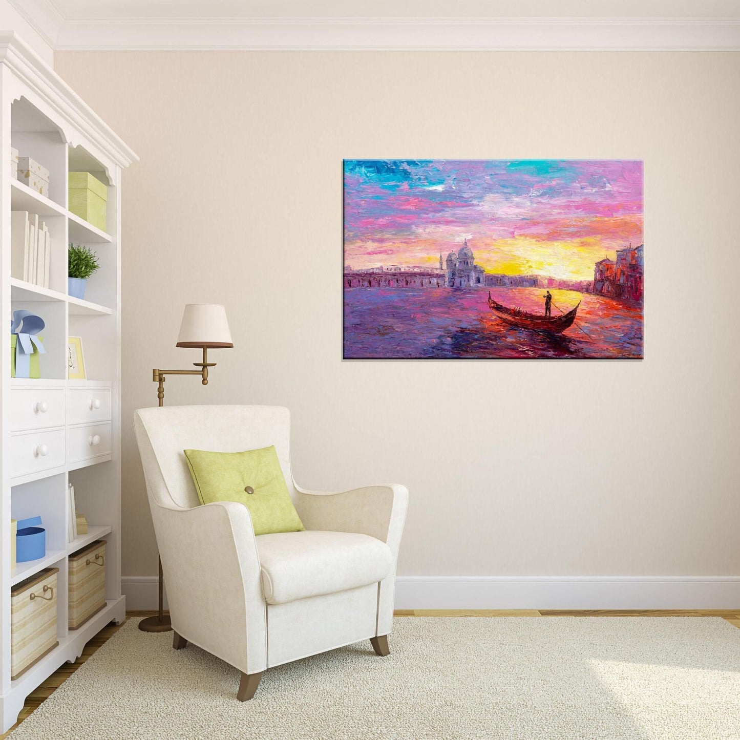 Venice Oil Painting, Palette Knife Oil Painting, Canvas Art, Large Oil Painting, Contemporary Art, Wall Hanging, Landscape Painting, Large