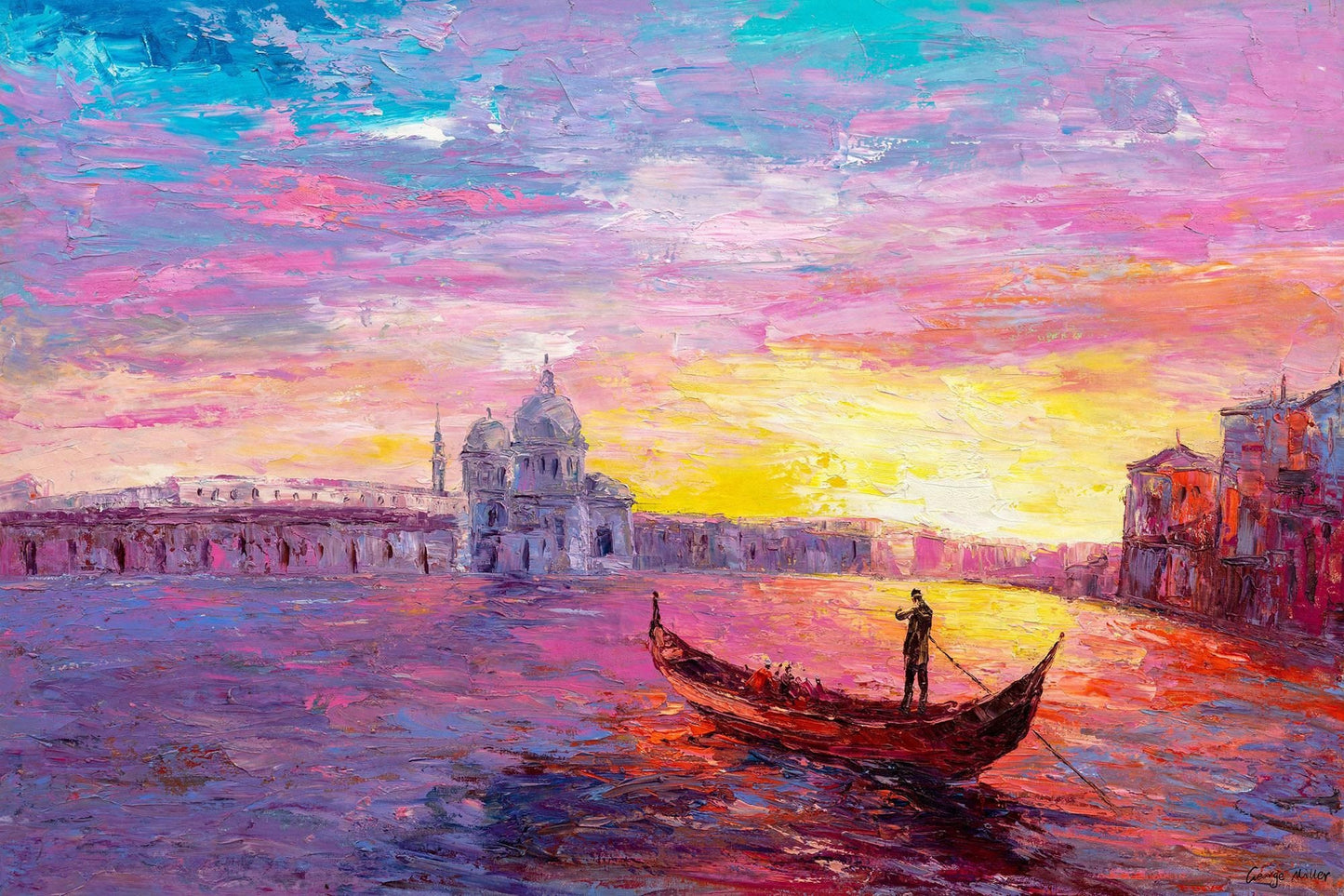Venice Oil Painting, Palette Knife Oil Painting, Canvas Art, Large Oil Painting, Contemporary Art, Wall Hanging, Landscape Painting, Large