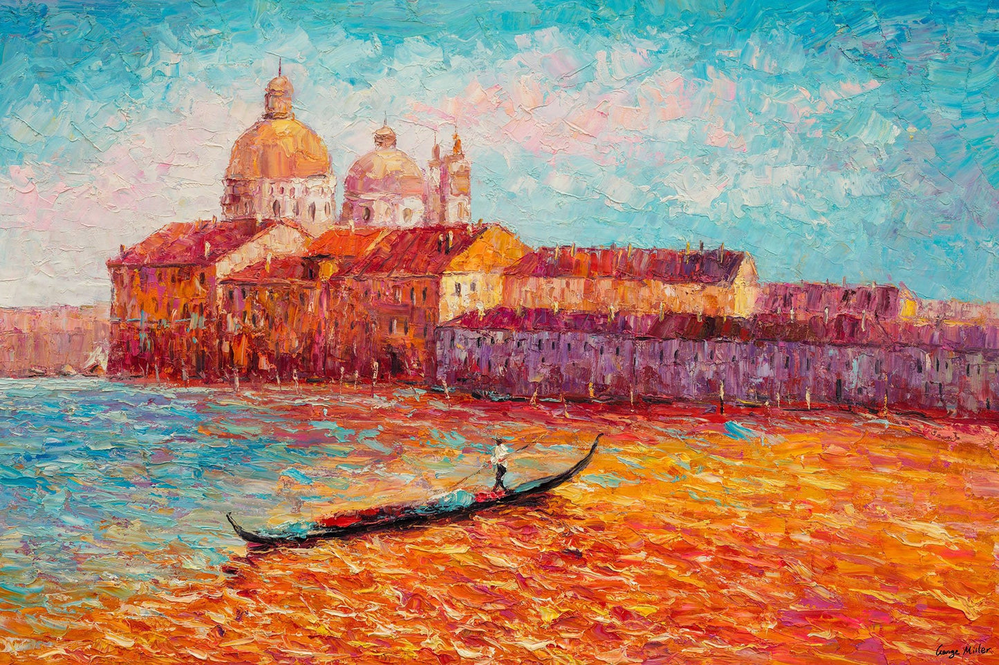 Original Oil Painting Venice Grand Canal Gondola, Landscape Oil Painting, Contemporary Wall Art, Canvas Art, Wall Decor, Contemporary Art