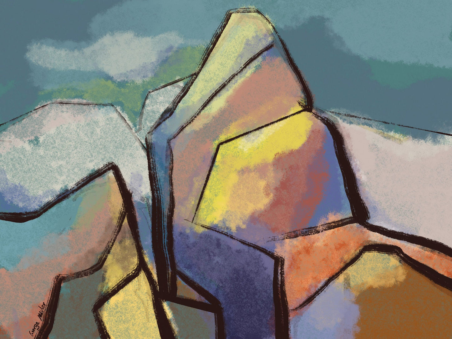 Abstract Art Print, Mountain landscape Print, Wall Decor Dorm, Abstract Art, Art Prints, Artwork Original, Modern Wall Art, Original Art