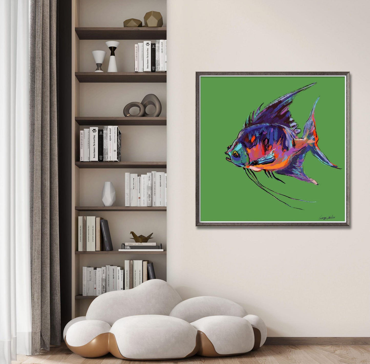 Tropical Fish Print Art, Square Canvas Print, Wall Art Prints, Abstract Wall Art Prints, Art Print Watercolor, Artwork, Modern Art Painting