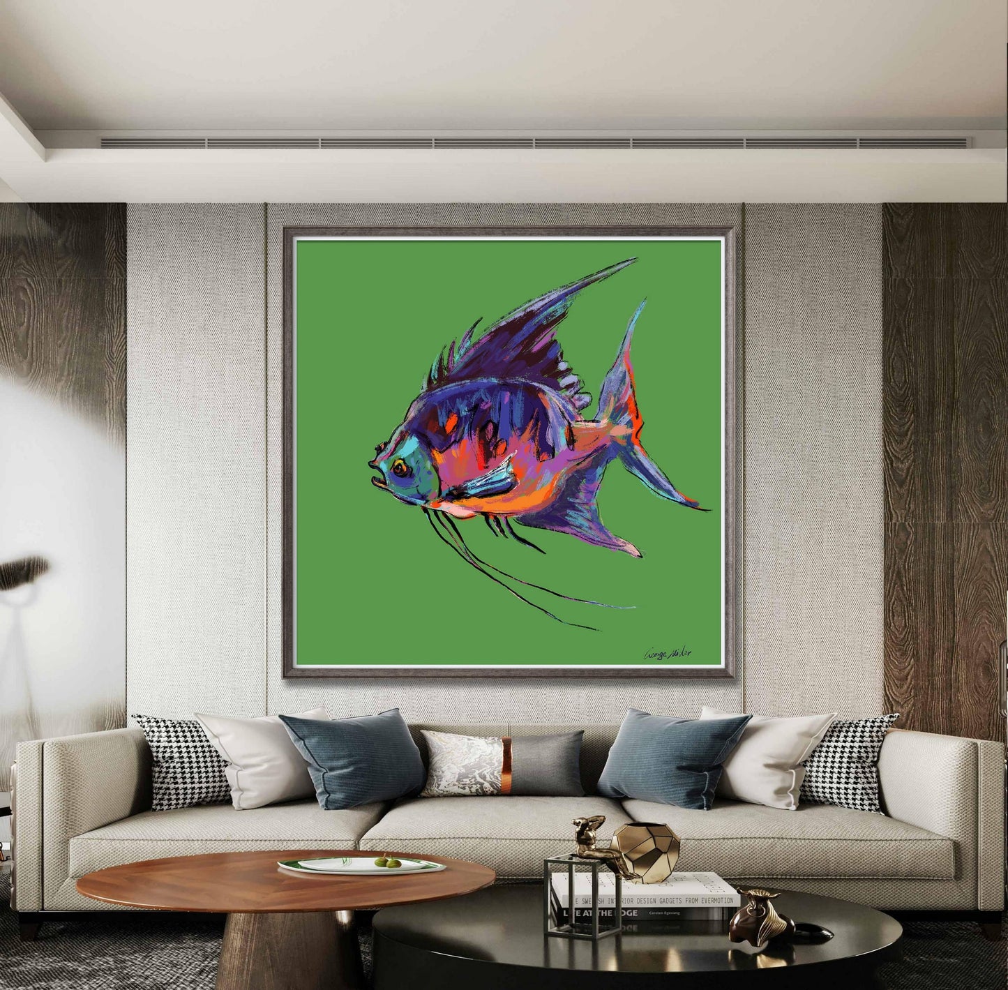 Tropical Fish Print Art, Square Canvas Print, Wall Art Prints, Abstract Wall Art Prints, Art Print Watercolor, Artwork, Modern Art Painting