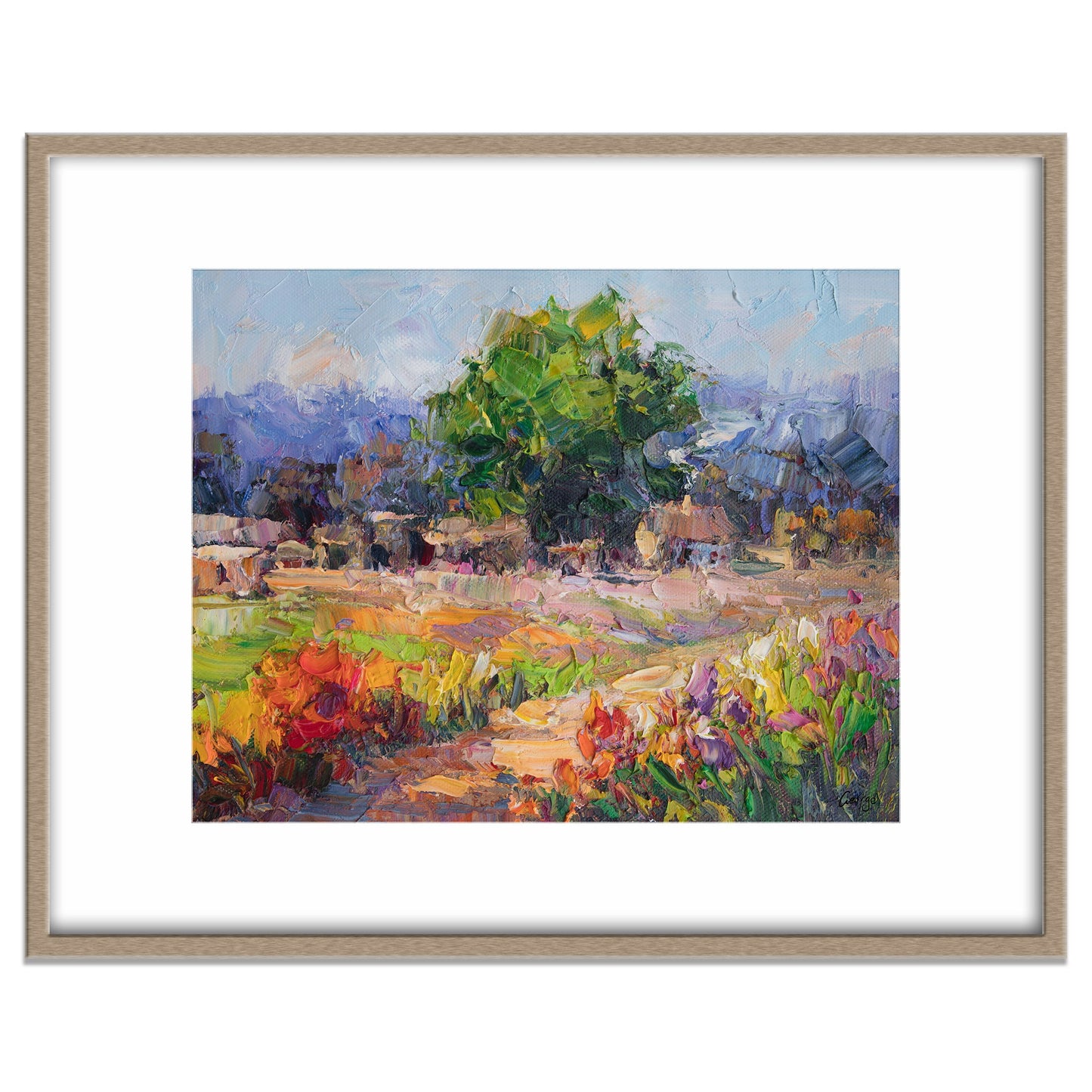Tuscany Landscape Poppy Fields Small Oil Painting, Original Abstract Art, Small Wall Art, Oil Painting Abstract, Abstract Landscape Painting