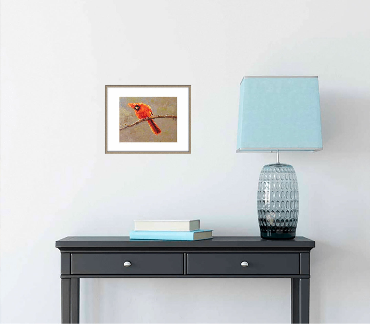 Oil Painting Original Northern Cardinal Male, Modern Wall Art, Bedroom Wall Decor, Contemporary Painting, Canvas Painting, Canvas Painting