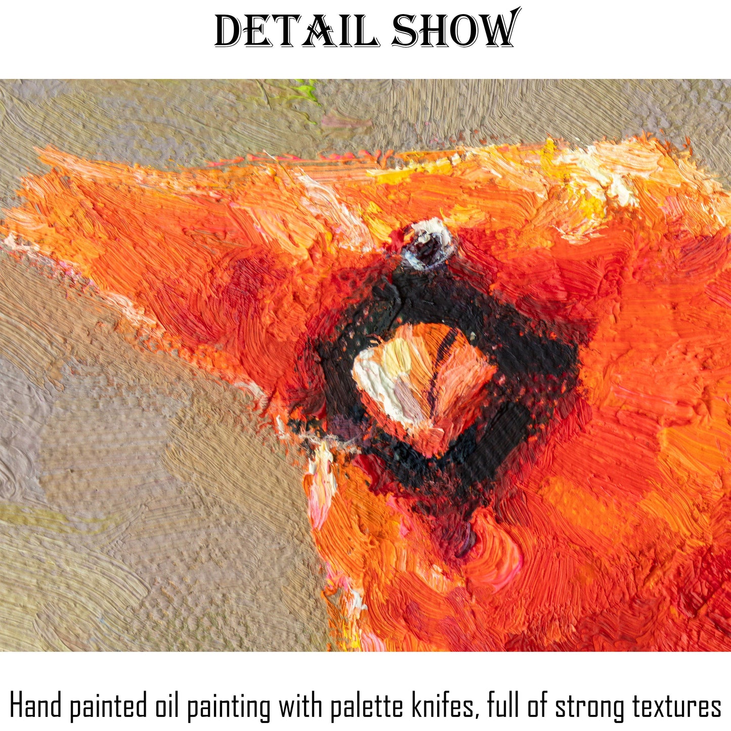 Oil Painting Original Northern Cardinal Male, Modern Wall Art, Bedroom Wall Decor, Contemporary Painting, Canvas Painting, Canvas Painting