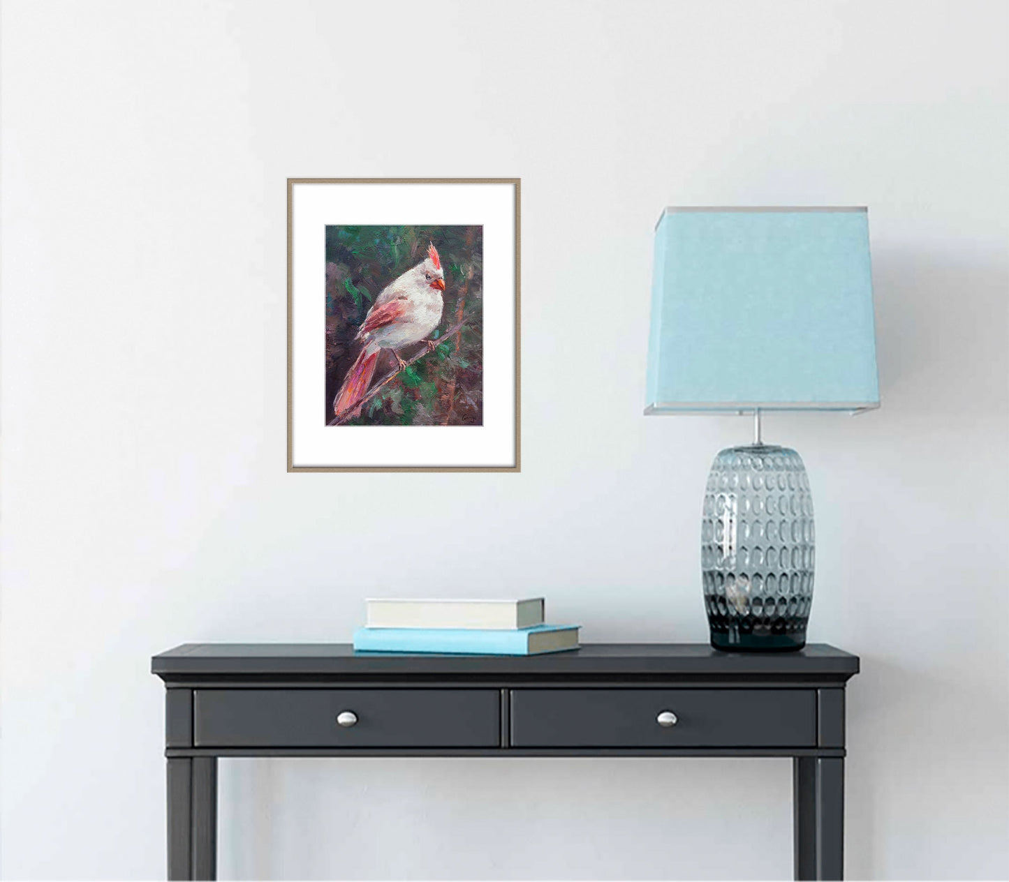 Bird Painting Northern Cardinal Female, Abstract Painting, Canvas Art, Oil Painting, Contemporary Wall Art, Modern Painting, Original Art