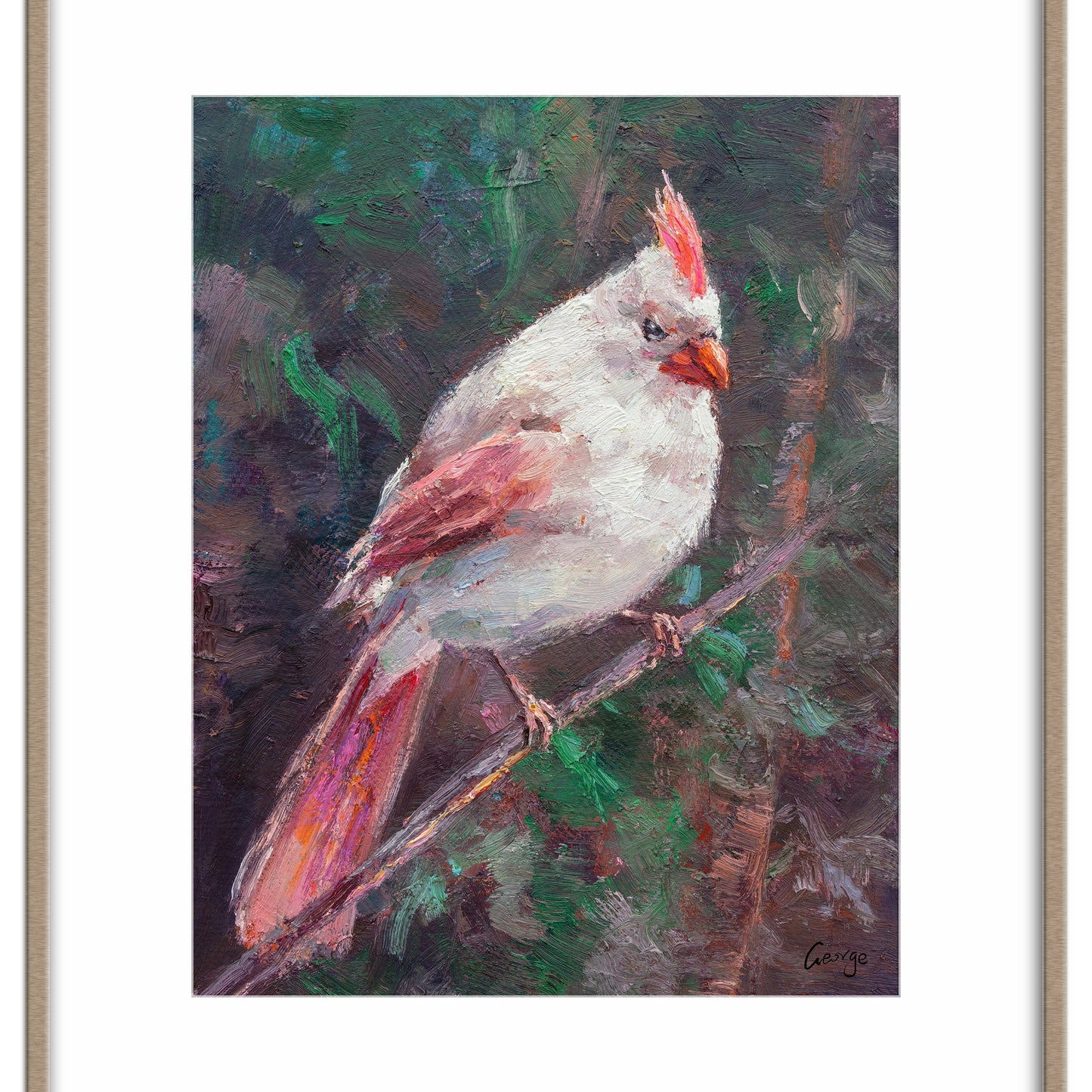 Bird Painting Northern Cardinal Female, Abstract Painting, Canvas Art, Oil Painting, Contemporary Wall Art, Modern Painting, Original Art