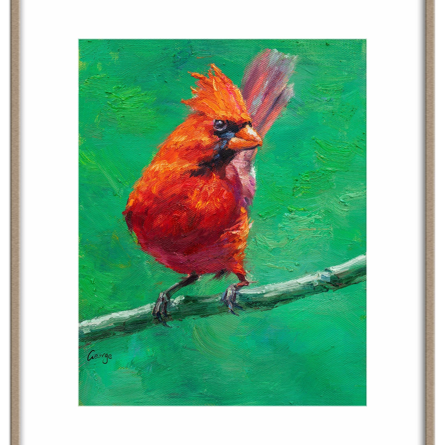 Bird Painting Northern Cardinal Male, Contemporary Painting, Canvas Painting, Original Artwork, Large Abstract Art, Oil Painting, Bird Art