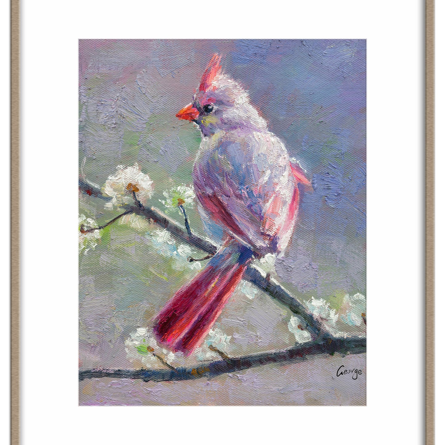 Bird Painting Northern Cardinal Female, Abstract Painting, Canvas Art, Modern Painting, Canvas Painting, Bird Art, Original Abstract Art
