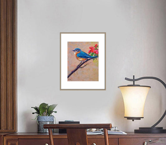 Small Oil Painting Blue Bird, Abstract Canvas Art, Contemporary Art, Bird Artwork, Bedroom Wall Decor, Wall Art Canvas Original Oil Painting