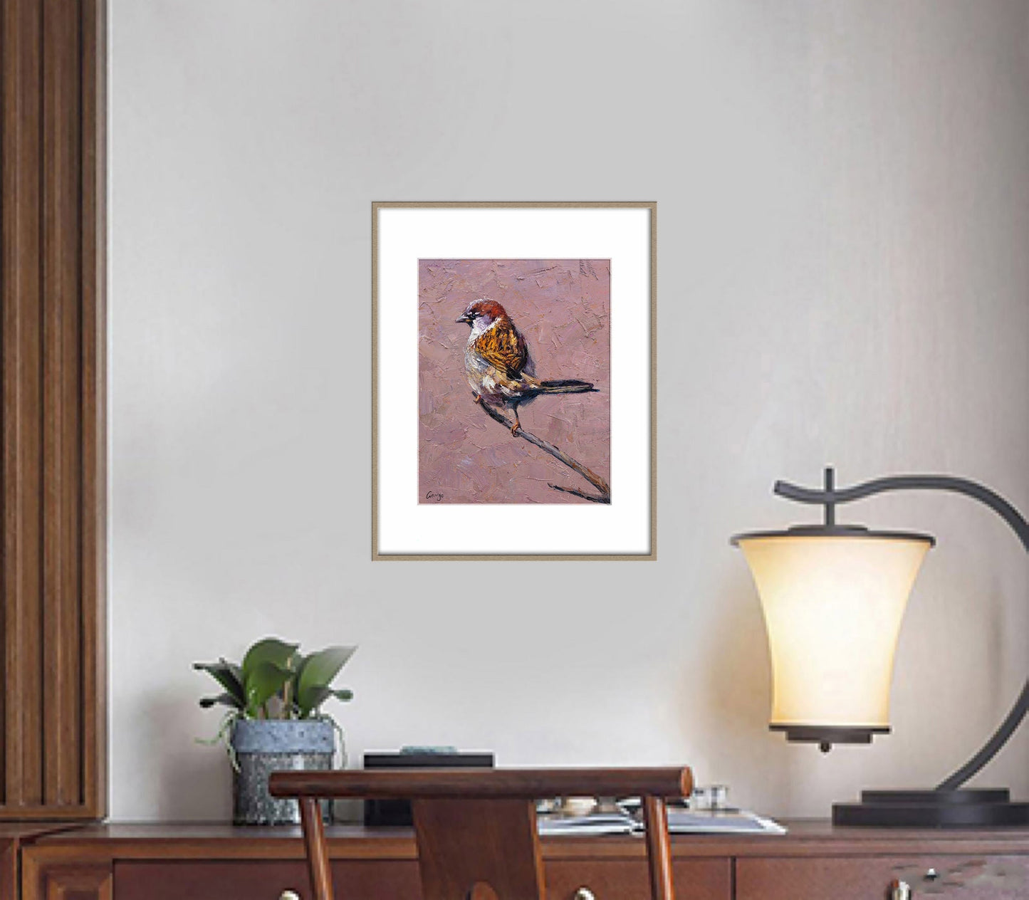 Canvas Painting Sparrow Bird, Abstract Canvas Art, Oil Painting Abstract, Bird Artwork, Oil Painting Original, Modern Art, Wall Art Painting