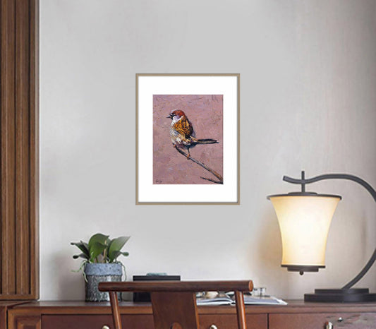 Canvas Painting Sparrow Bird, Abstract Canvas Art, Oil Painting Abstract, Bird Artwork, Oil Painting Original, Modern Art, Wall Art Painting