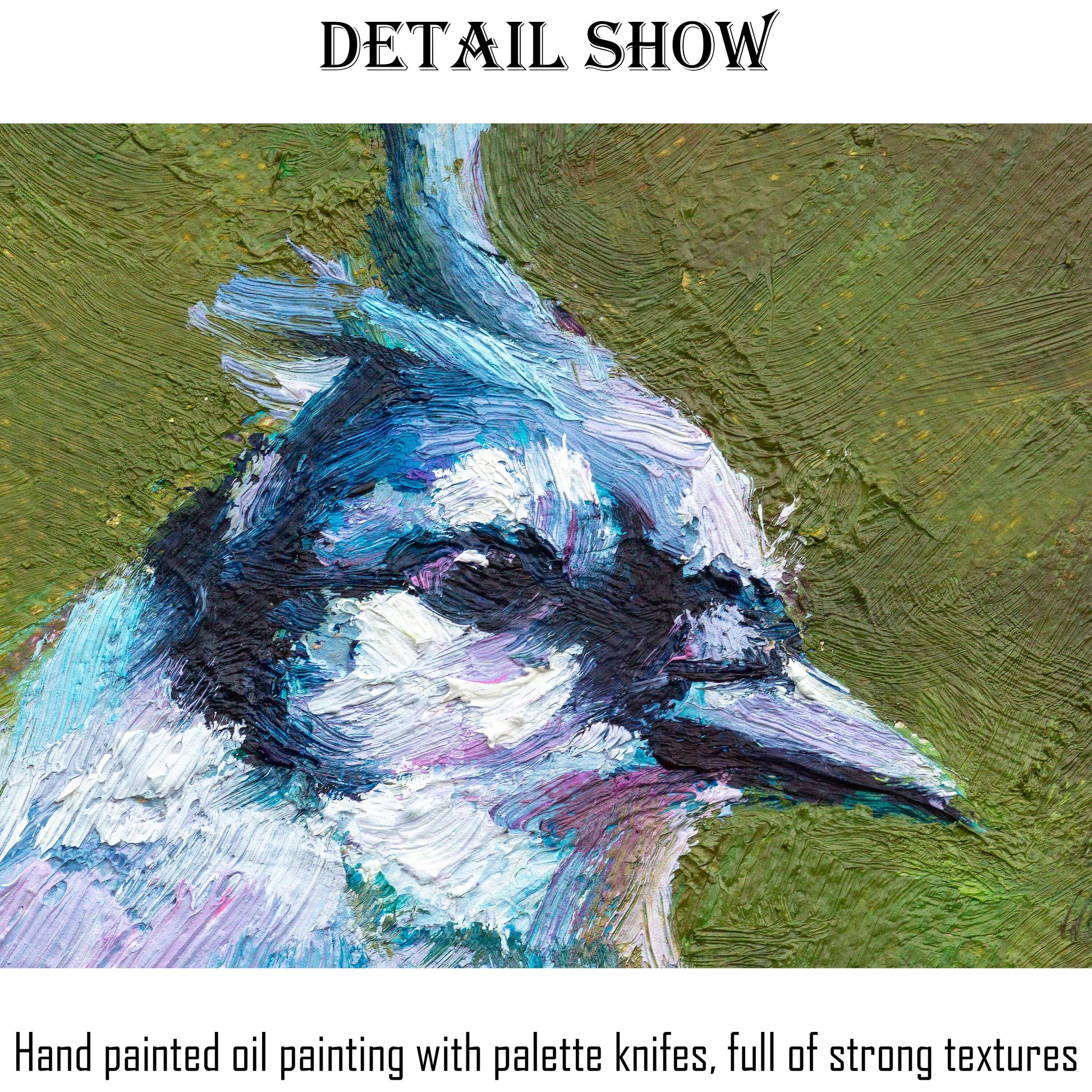 Bird Oil Painting Blue Jay, Abstract Canvas Art, Canvas Art, Birds, Oil Painting Abstract, Bedroom Wall Decor, Modern Art, Original Artwork