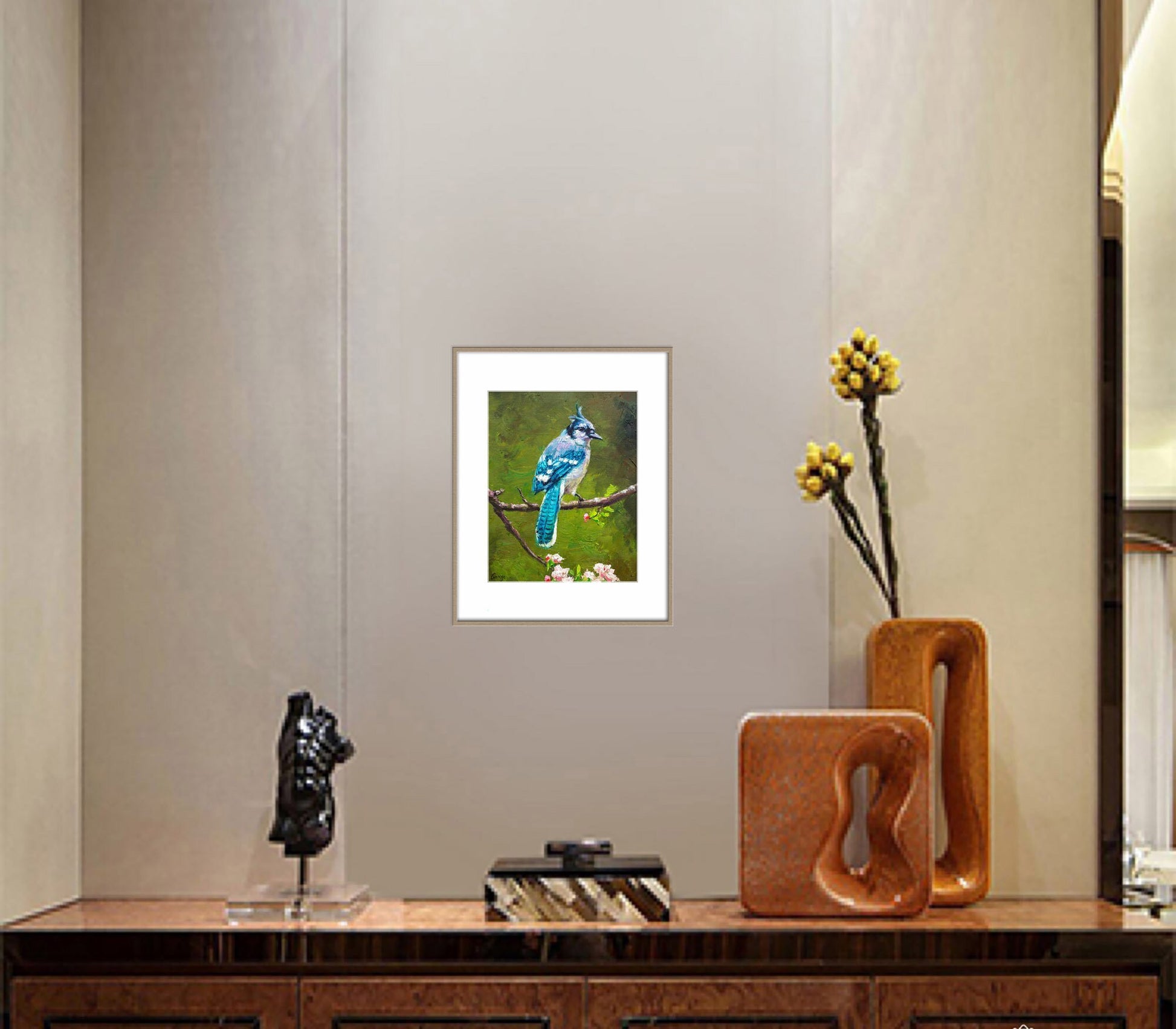 Bird Oil Painting Blue Jay, Abstract Canvas Art, Canvas Art, Birds, Oil Painting Abstract, Bedroom Wall Decor, Modern Art, Original Artwork
