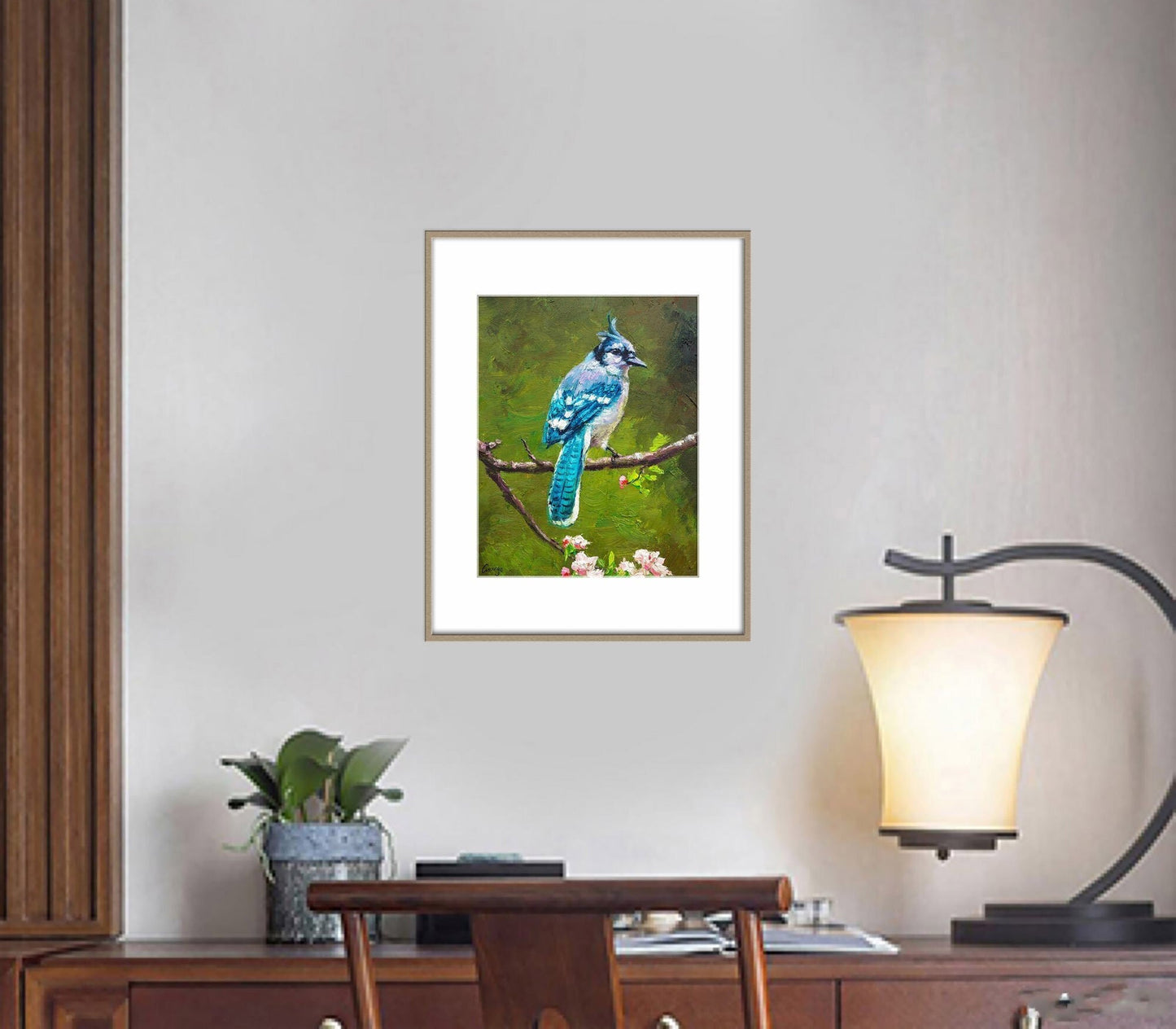 Bird Oil Painting Blue Jay, Abstract Canvas Art, Canvas Art, Birds, Oil Painting Abstract, Bedroom Wall Decor, Modern Art, Original Artwork