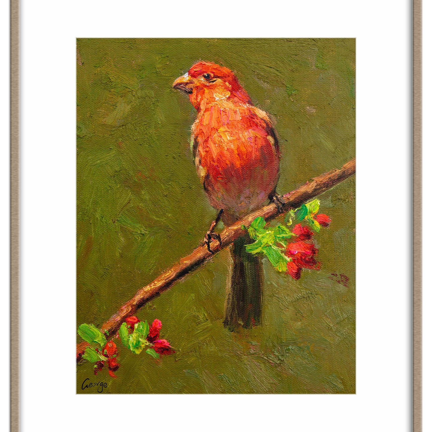 Small Oil Painting Red bird, Contemporary Art, Original Abstract Painting, Living Room Wall Art, Abstract Art, Canvas Art, Bird Painting