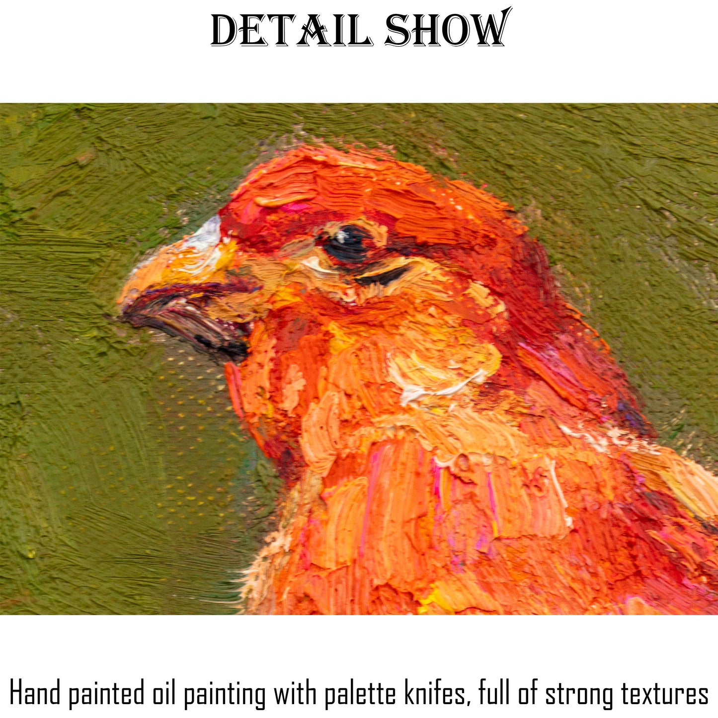 Small Oil Painting Red bird, Contemporary Art, Original Abstract Painting, Living Room Wall Art, Abstract Art, Canvas Art, Bird Painting