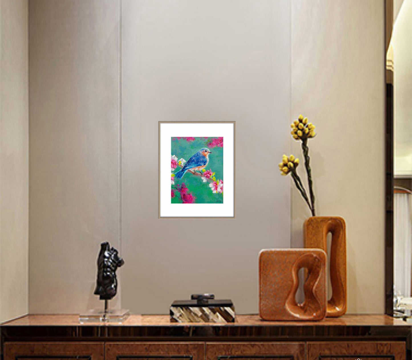 Small Oil Painting Blue Bird, Modern Art, Original Abstract Painting, Modern Wall Art, Abstract Art, Bird Art, Kitchen Art, Canvas Painting