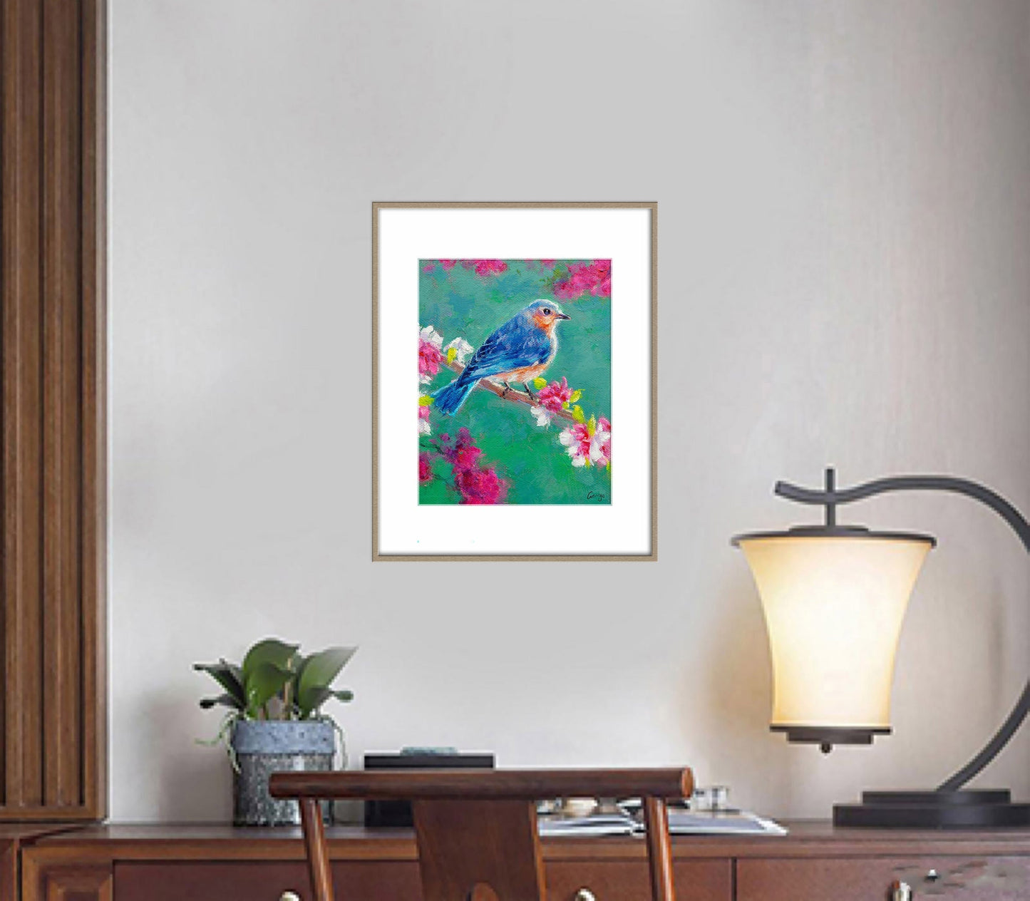 Small Oil Painting Blue Bird, Modern Art, Original Abstract Painting, Modern Wall Art, Abstract Art, Bird Art, Kitchen Art, Canvas Painting