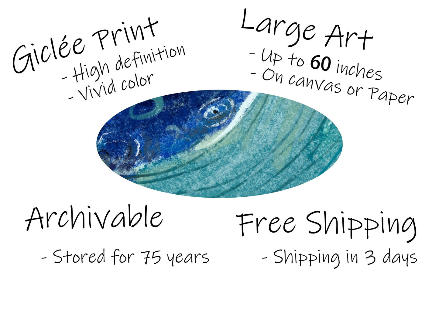 Blue Whale Canvas Print Wall Décor Bedroom, Abstract Landscape Painting, Art Prints, Artwork Original, Modern Art, Giclée Print