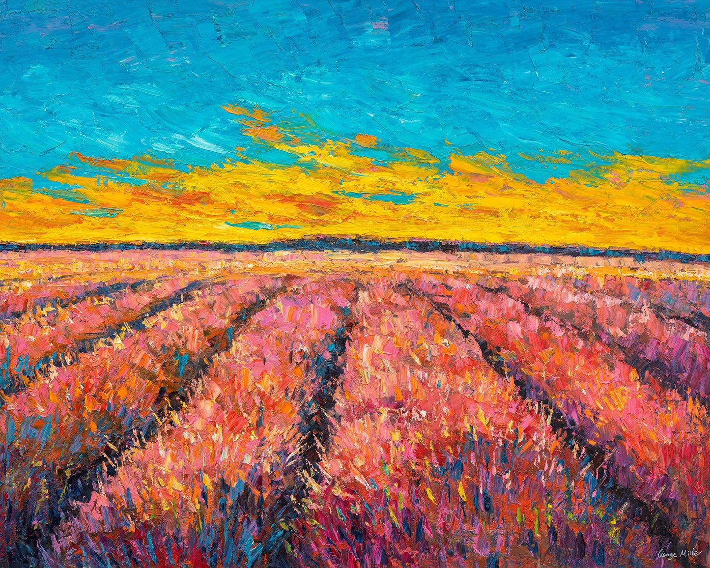 Oil Painting Landscape French Provence Lavender Field, Contemporary Painting, Oil Painting Abstract, Landscape Painting, Large Oil Painting
