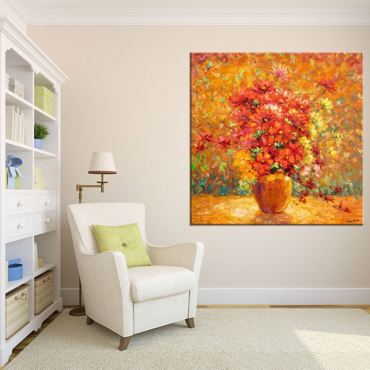 Floral Oil Painting, Wall Decor, Contemporary Art, Living Room Art, Floral Art, Original Art, Large Canvas Art, Canvas Art, Flower Painting