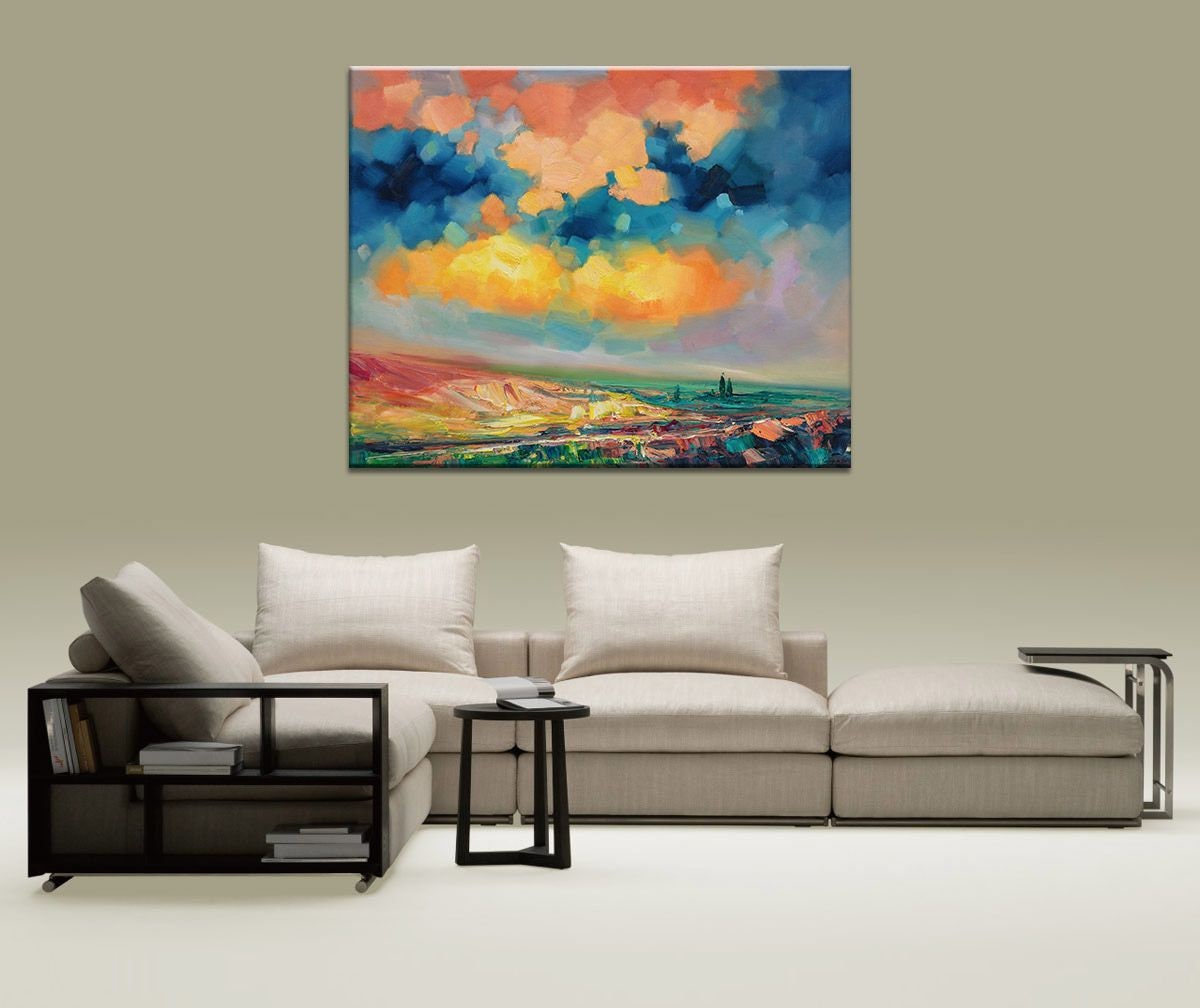 Abstract Landscape Oil Painting, Canvas Art, Paintings On Canvas, Large Landscape Paintings On Canvas, Framed Wall Art, Home Office Decor