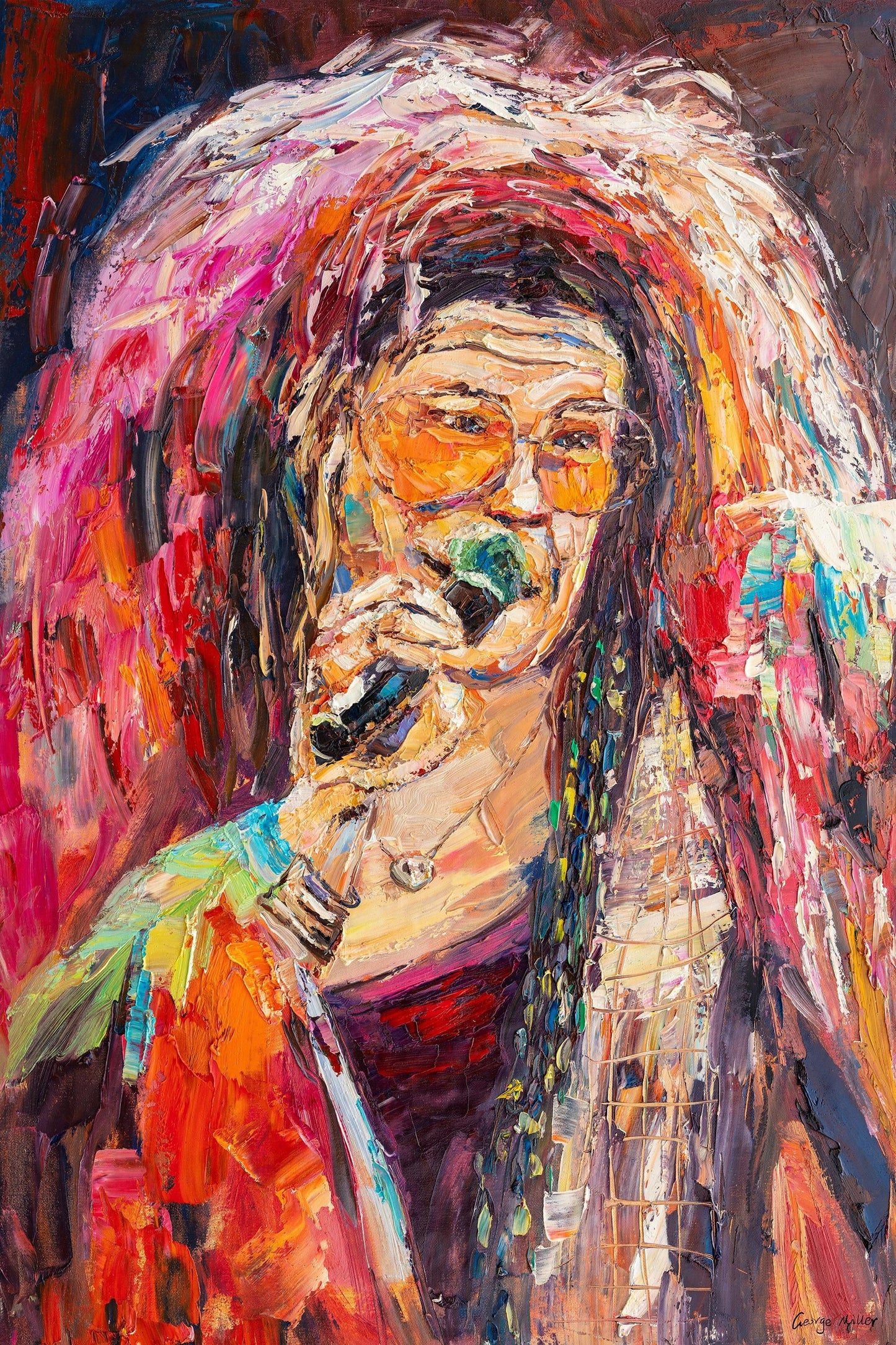 Oil Painting Janis Joplin Singing Jazz Music, Large Canvas Painting, Original Art, Living Room Art, Abstract Canvas Art, Modern Painting