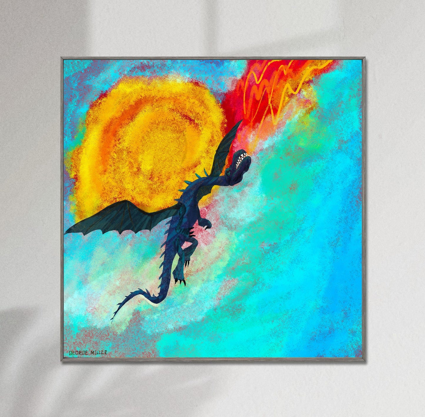 Prints Wall Art, Dragon breathing fire, Abstract Wall Art, Art Painting, Artwork Original, Modern Wall Décor, Original Painting, Vivid