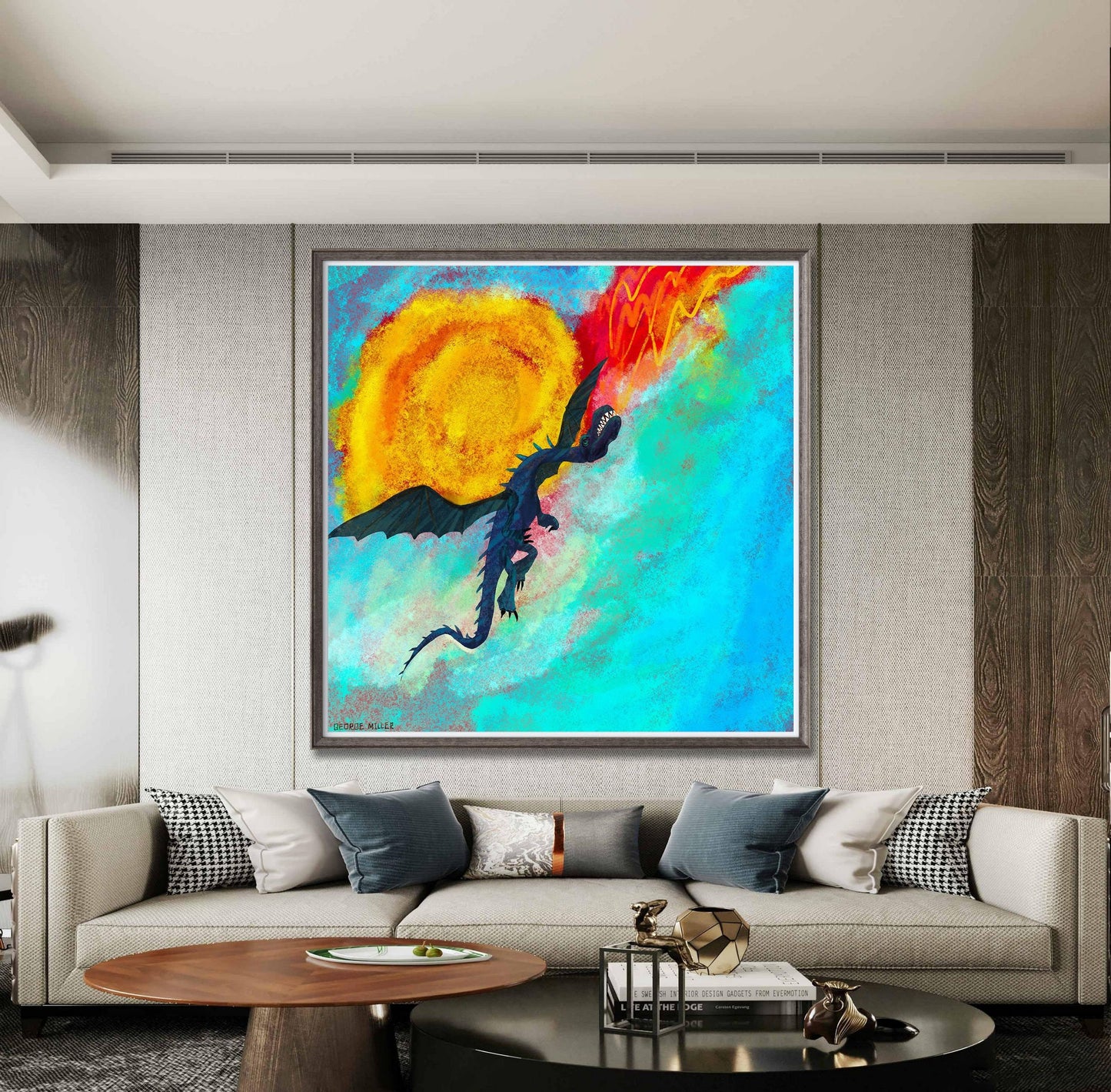 Prints Wall Art, Dragon breathing fire, Abstract Wall Art, Art Painting, Artwork Original, Modern Wall Décor, Original Painting, Vivid