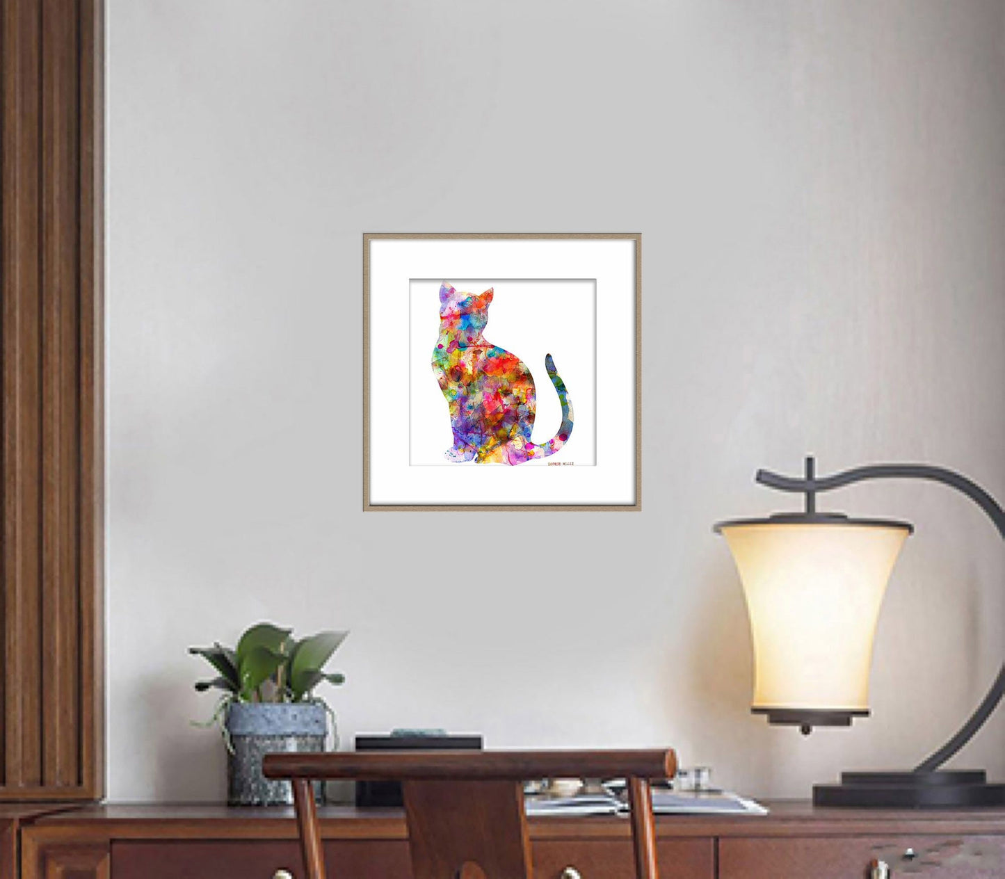 Wall Art Prints Big Cat, Abstract Art, Art Print Watercolor, Artwork, Modern Art Painting, Original Landscape Painting, Bedroom Wall Décor
