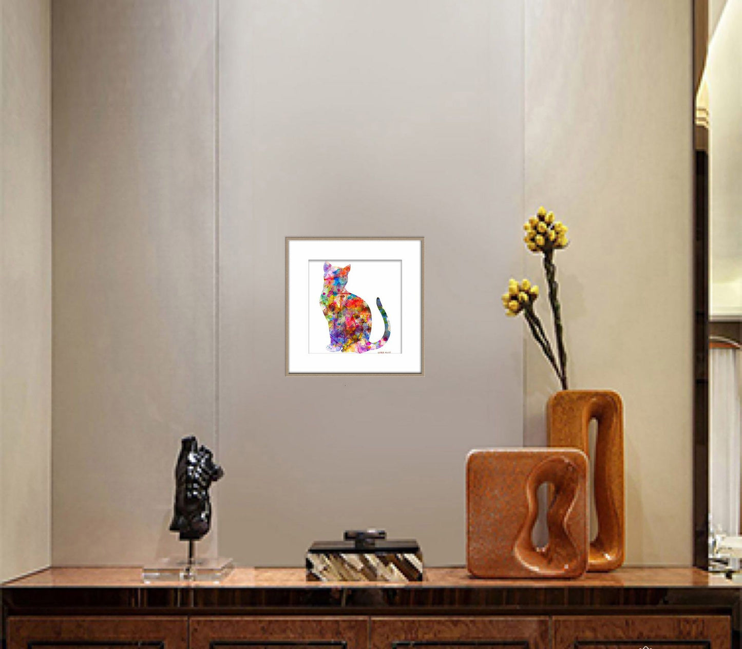 Wall Art Prints Big Cat, Abstract Art, Art Print Watercolor, Artwork, Modern Art Painting, Original Landscape Painting, Bedroom Wall Décor