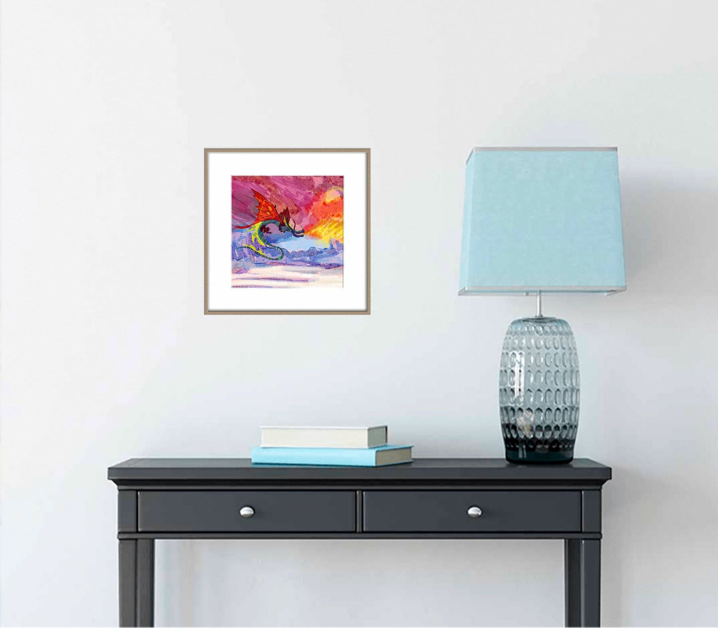 Giclée Print Dragon Breathing Fire, Print, Watercolor Print, Wall Art Prints, Abstract Print, Art Prints Watercolor, Artwork, Modern Art