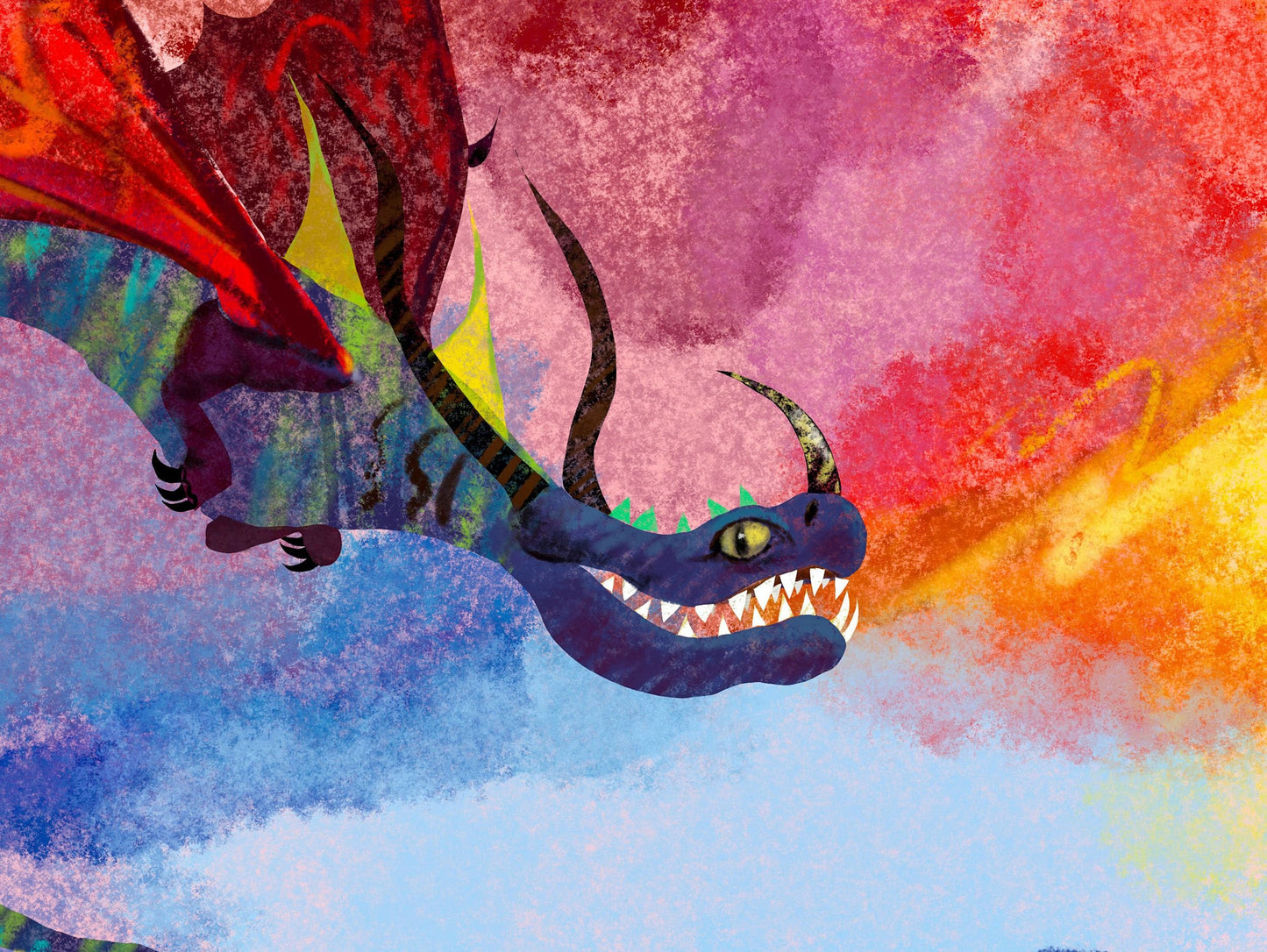 Giclée Print Dragon Breathing Fire, Print, Watercolor Print, Wall Art Prints, Abstract Print, Art Prints Watercolor, Artwork, Modern Art