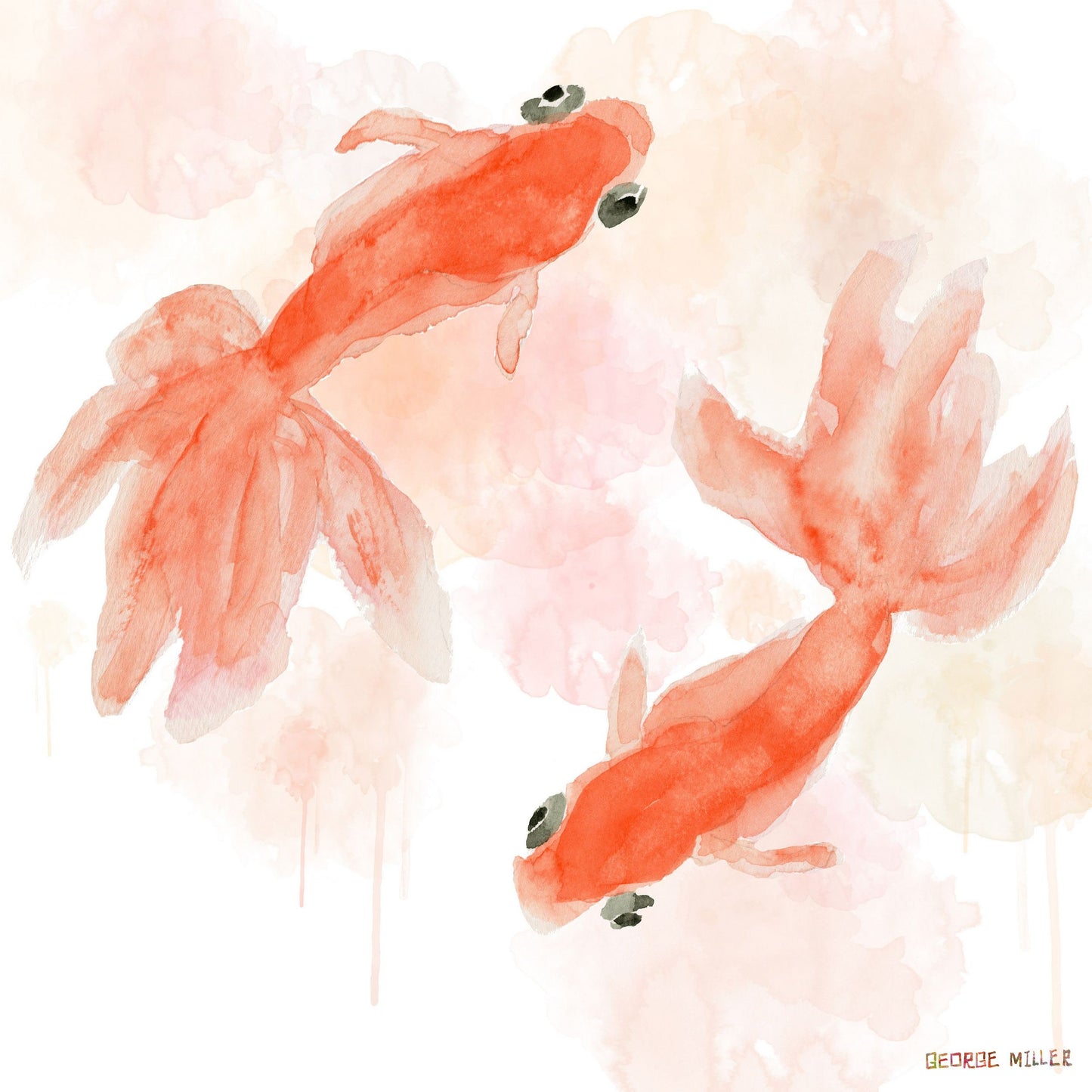 Print Wall Art, Canvas Print, Two Goldfish, Wall Art Prints, Abstract Watercolor Print, Art Prints Watercolor, Modern Art Print, Wedding
