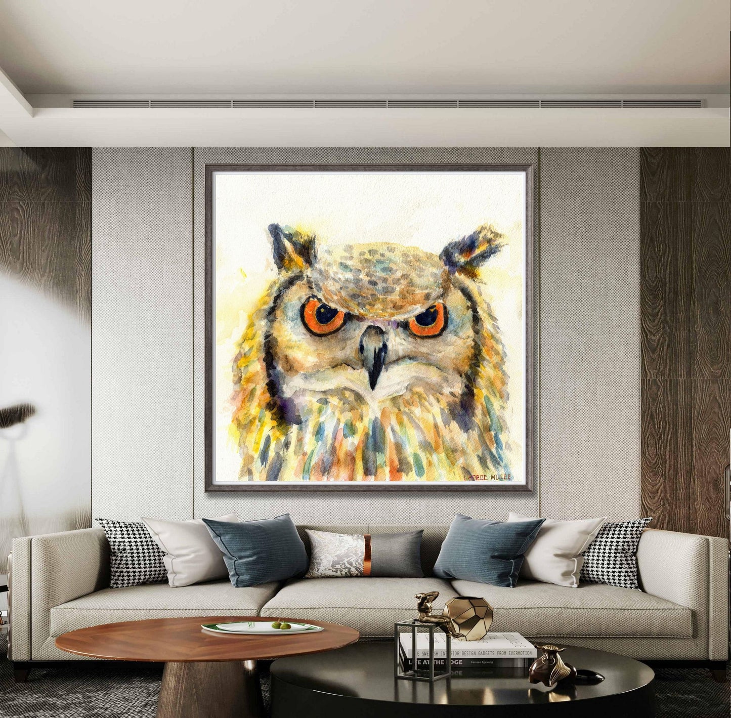 Canvas Print A Owl, Wall Décor Bedroom, Abstract Artwork, Birds Art, Modern Art Painting, Original Art Landscape, Home Décor Wall Art