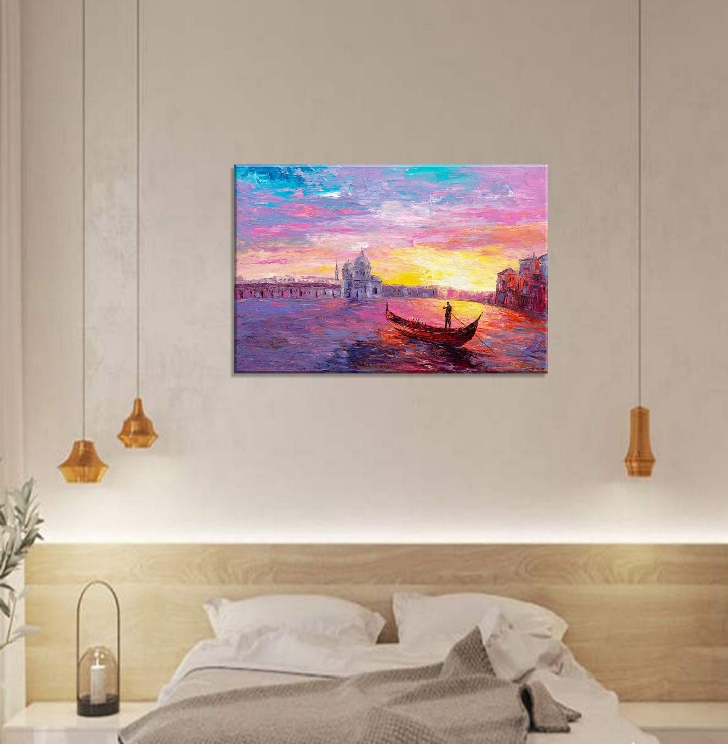 Venice Oil Painting, Palette Knife Oil Painting, Canvas Art, Large Oil Painting, Contemporary Art, Wall Hanging, Landscape Painting, Large