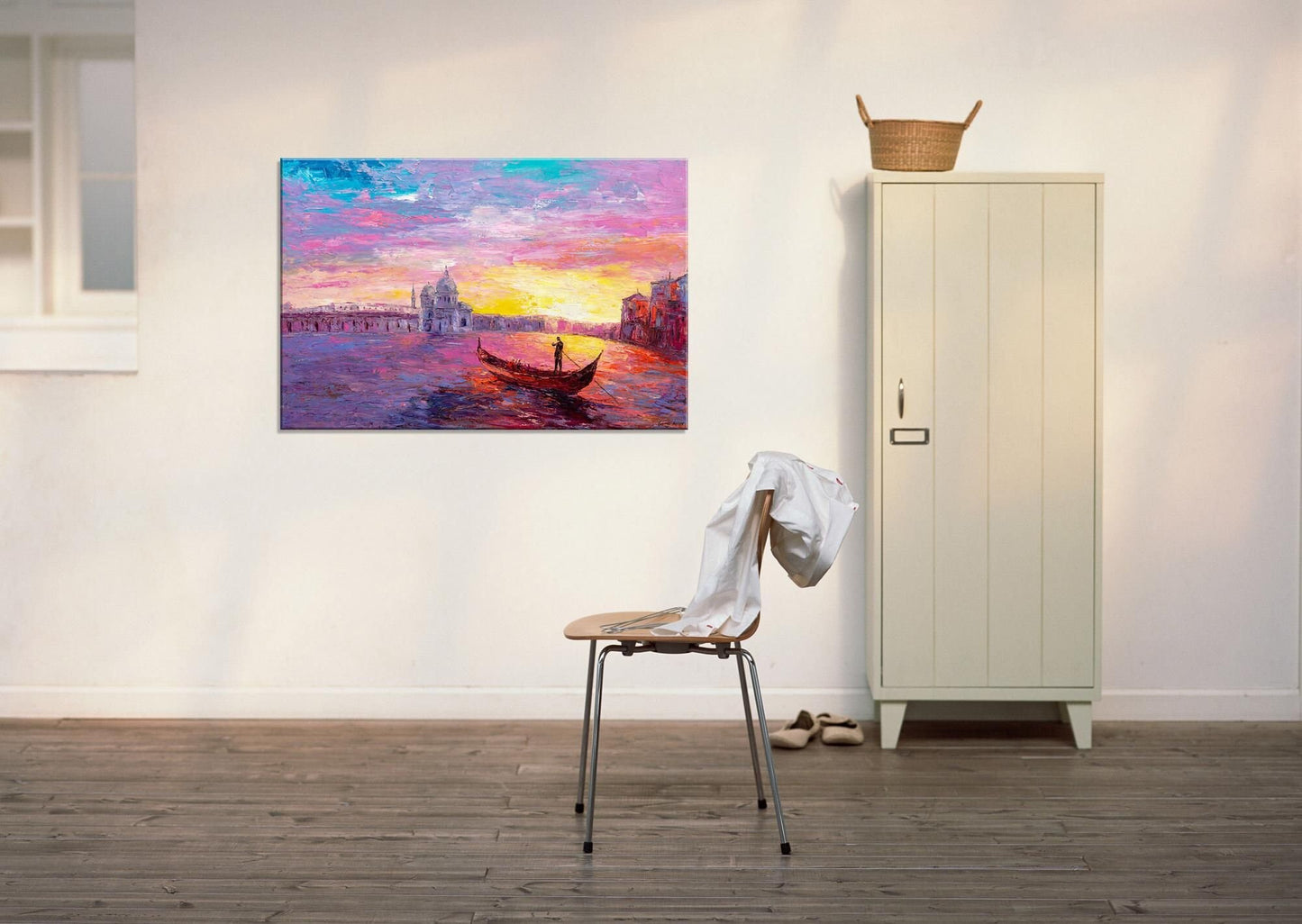 Venice Oil Painting, Palette Knife Oil Painting, Canvas Art, Large Oil Painting, Contemporary Art, Wall Hanging, Landscape Painting, Large