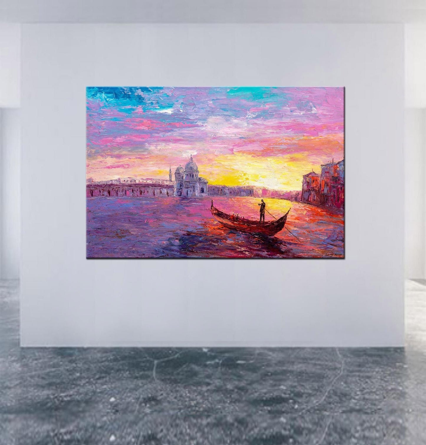 Venice Oil Painting, Palette Knife Oil Painting, Canvas Art, Large Oil Painting, Contemporary Art, Wall Hanging, Landscape Painting, Large
