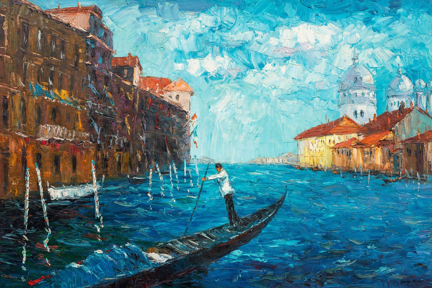 Contemporary Painting Venice Grand Canal Gondola, Original Abstract Painting, Abstract Canvas Art, Oil Painting, Original Landscape Painting