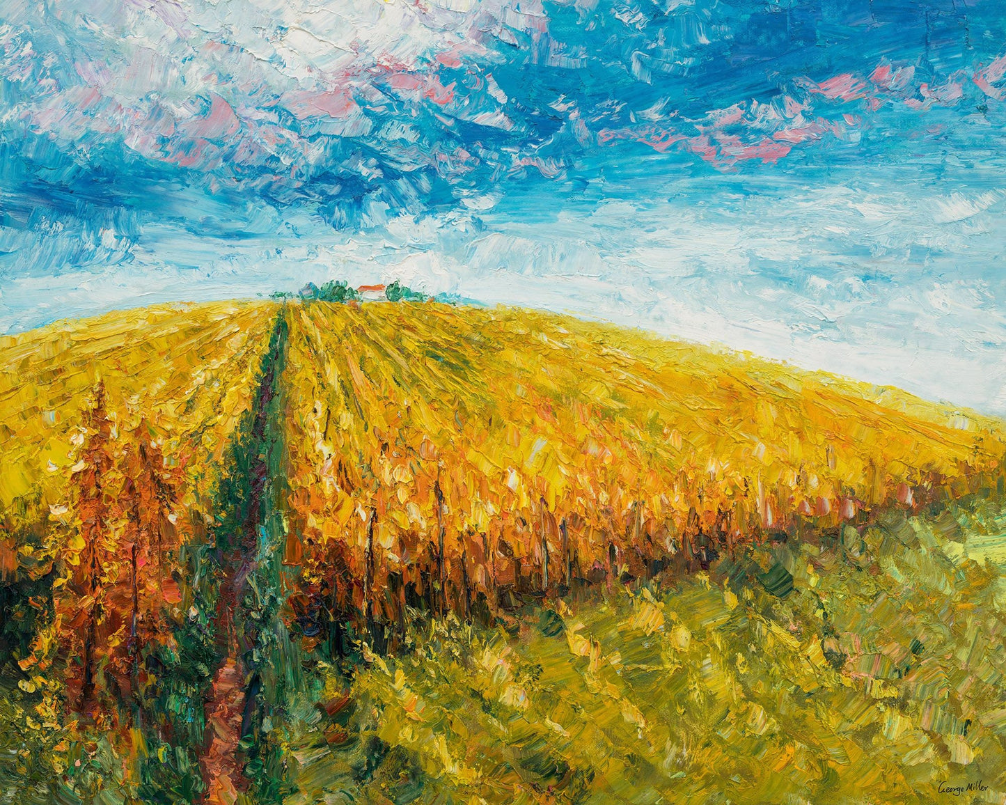 Oil Painting Italian Tuscany Vinyard, Landscape Oil Painting, Modern Wall Art, Kitchen Decor, Canvas Painting, Abstract Art, Large Art