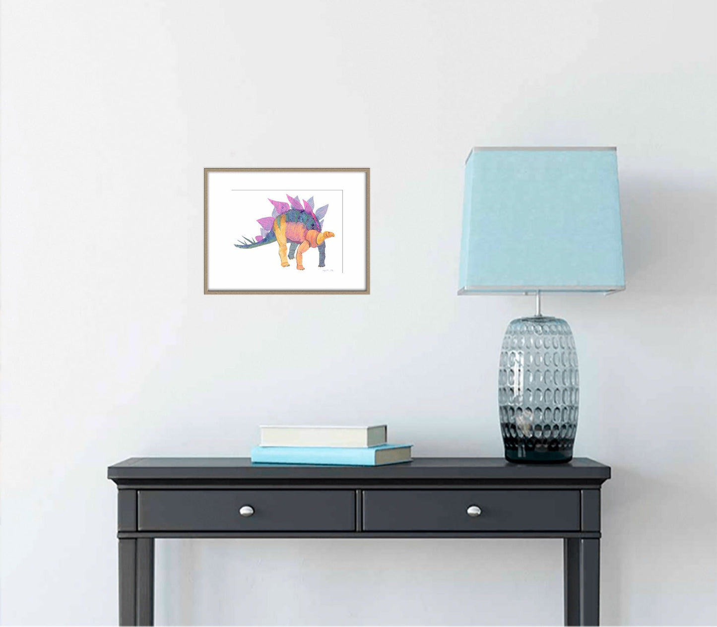 Stegosaurus Dinosaur Print, Colorful Canvas Print, Wall Art, Abstract Art, Art Print Watercolor, Artwork, Modern Wall Art, Birthday Gift